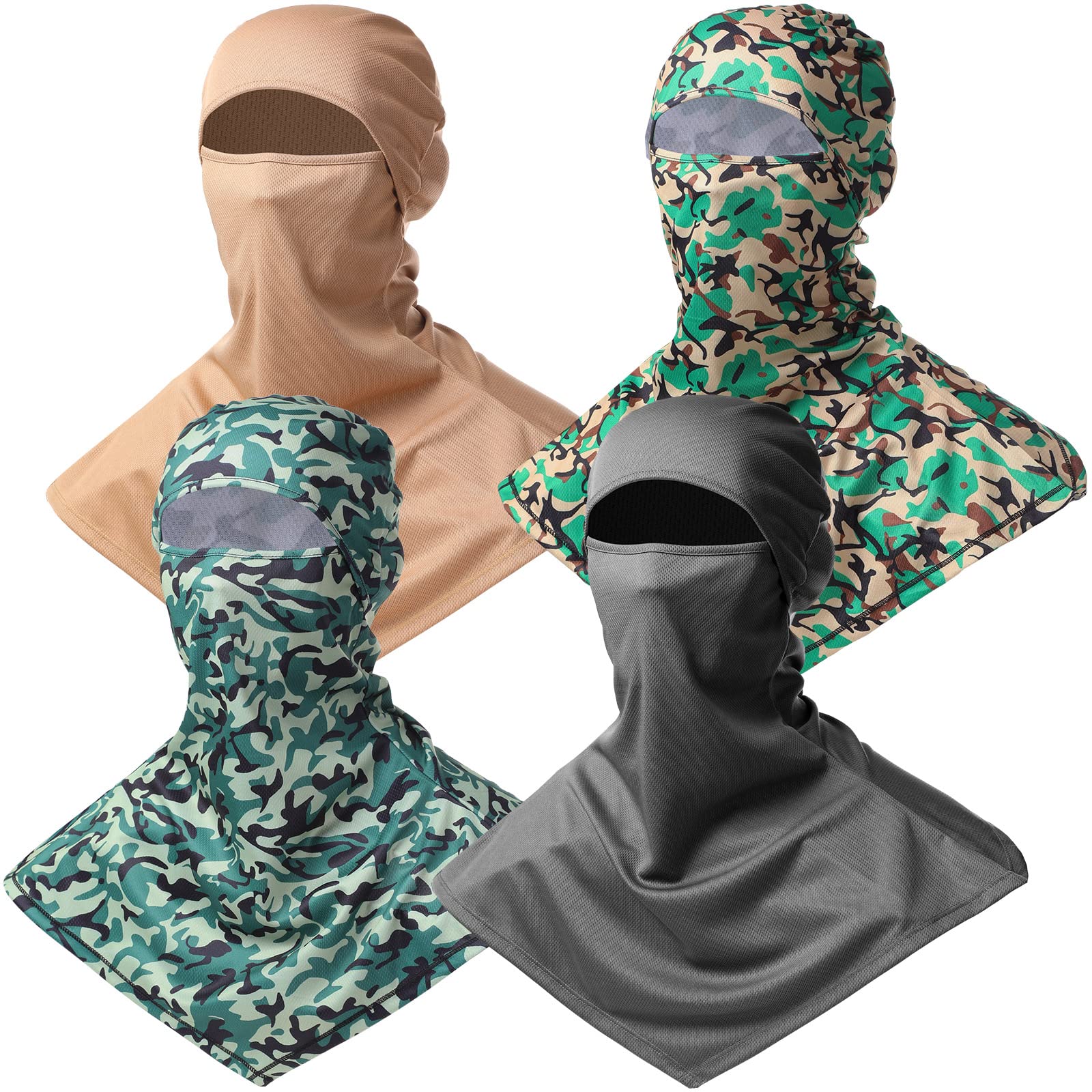 Geyoga4 Piece Balaclava Face Covering Summer Balaclava Sun Protection Long Neck Cover for Men Women