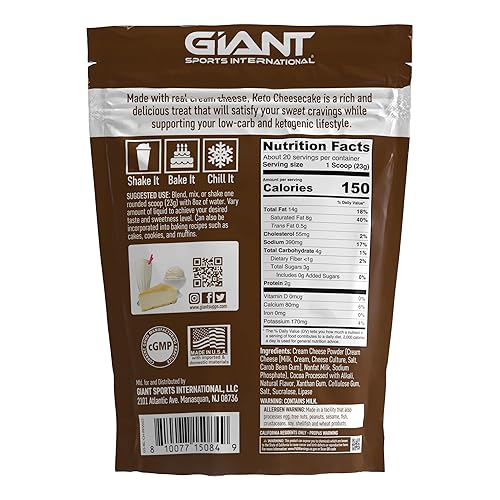 Miniatura 2 de Giant Sports - Mezcla de batido de queso Keto - Deliciosa mezcla de polvo de dieta cetogénica baja en carbohidratos, sin gluten, funciona muy bien