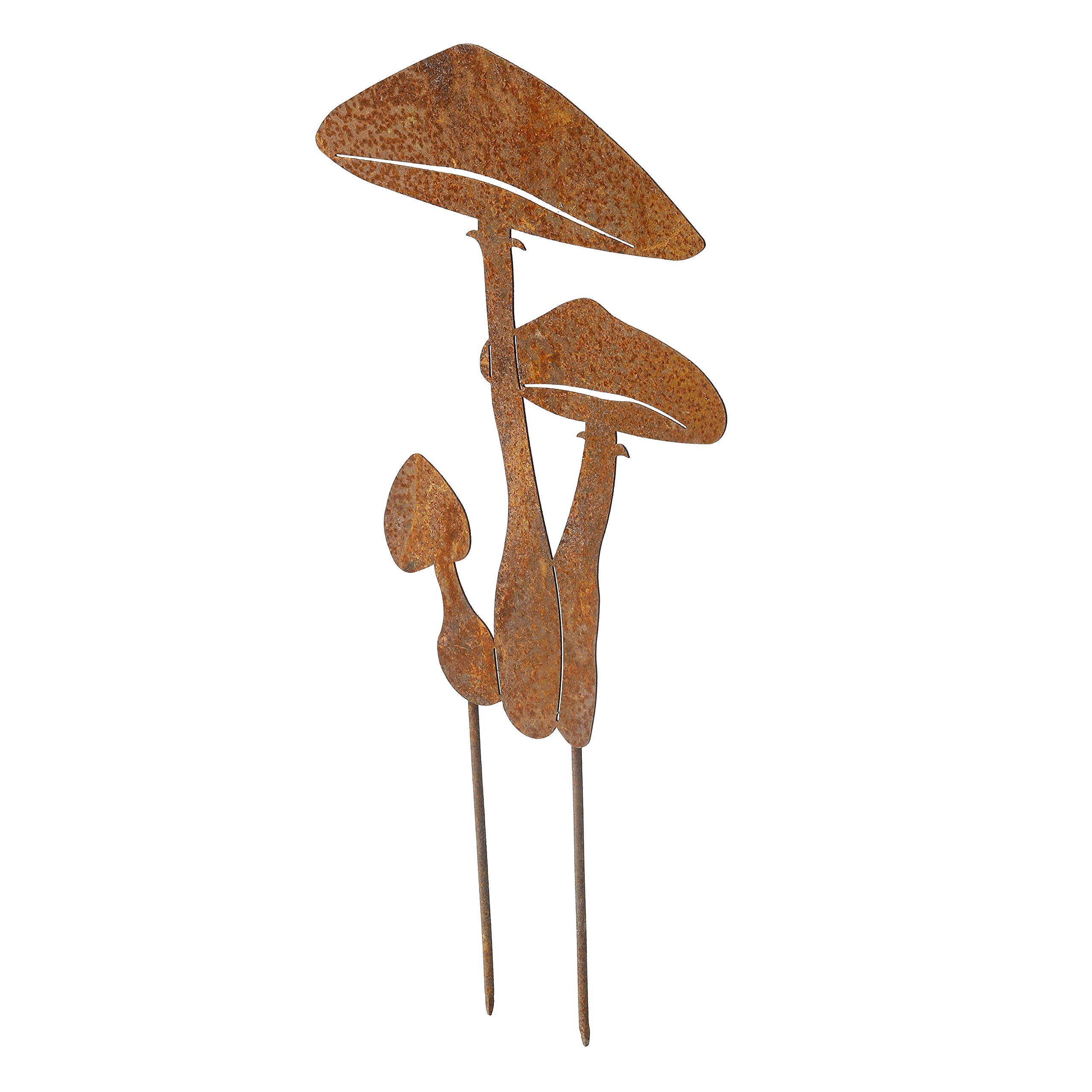 Piquet De Jardin Décoratif En Forme De Champignon Métal Rouillé - Dimensions 28x22 Cm - Ornement Pour Pelouse, Terrasse, Patio - Décoration Extérieure