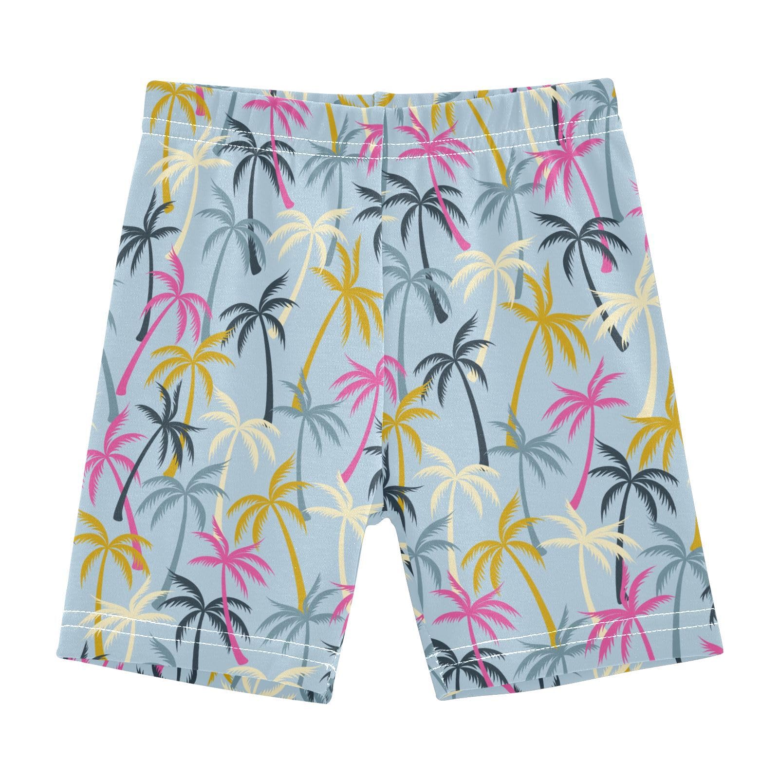 JHKKU Girls Palm Trees Shorts Cotton Cartwheel Bike Kids Biker Under Dress Dance Short Girl Clothes 6T