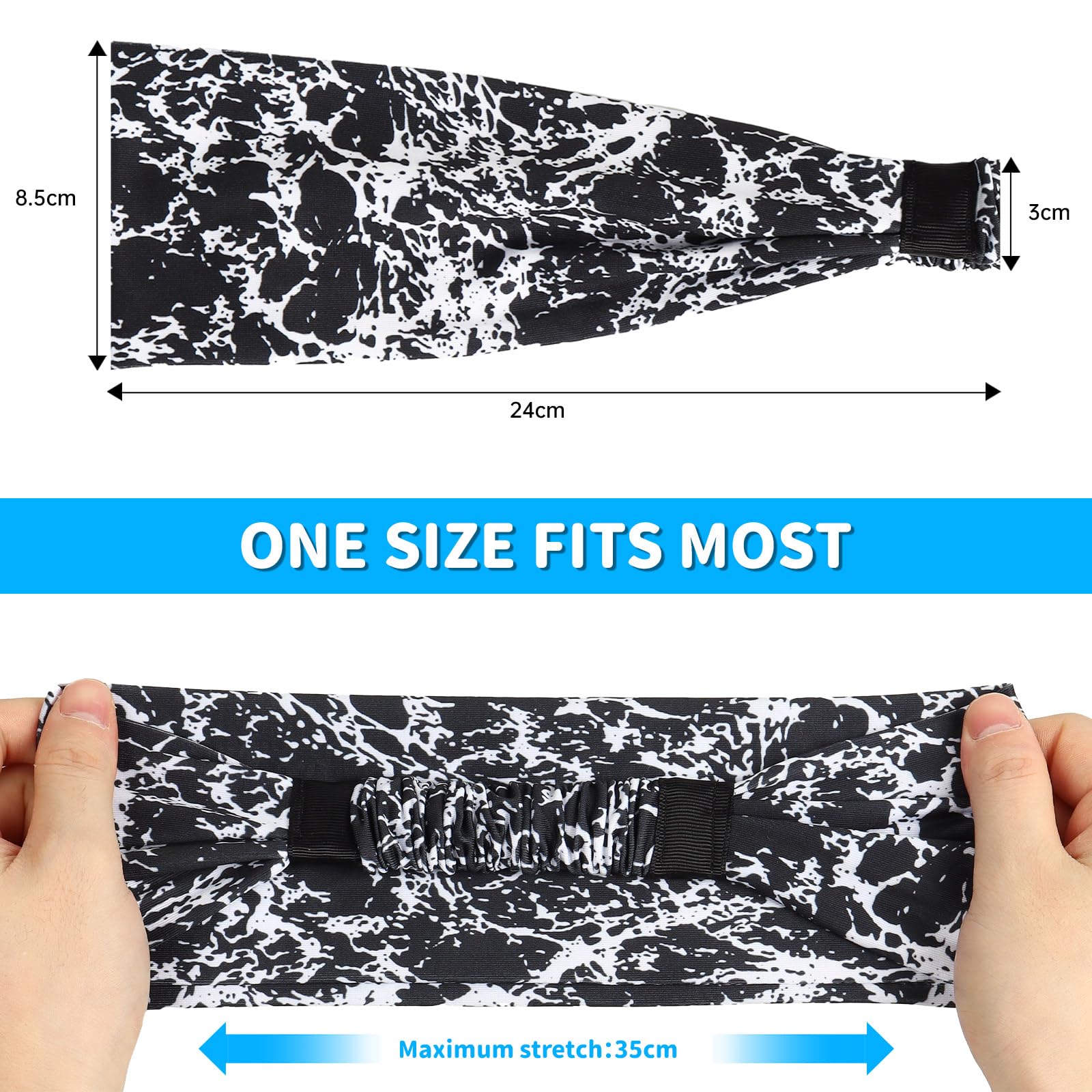 WUFANC Fascia Capelli Uomo e Donna 6 Pezzi - Fascia per Capelli Sport, Assorbenza del Sudore, Traspirante - Fasce per Capelli Donna ad Alta Elasticità, Adatta per Yoga e Corsa Sport-Stirnbänder