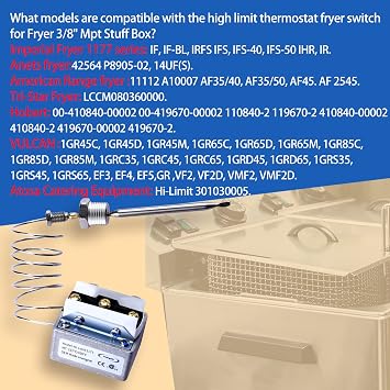1177 High Limit Fryer Switch Lccm200300000 Deep Fryer Thermostats Parts Replace 301030005 IM 1177 Fryer ROBERT VULCA Royal Rang Gas Lccm080360000 Fryer Thermostat 3/8 Mpt Stuff Box Hi Limit 450F