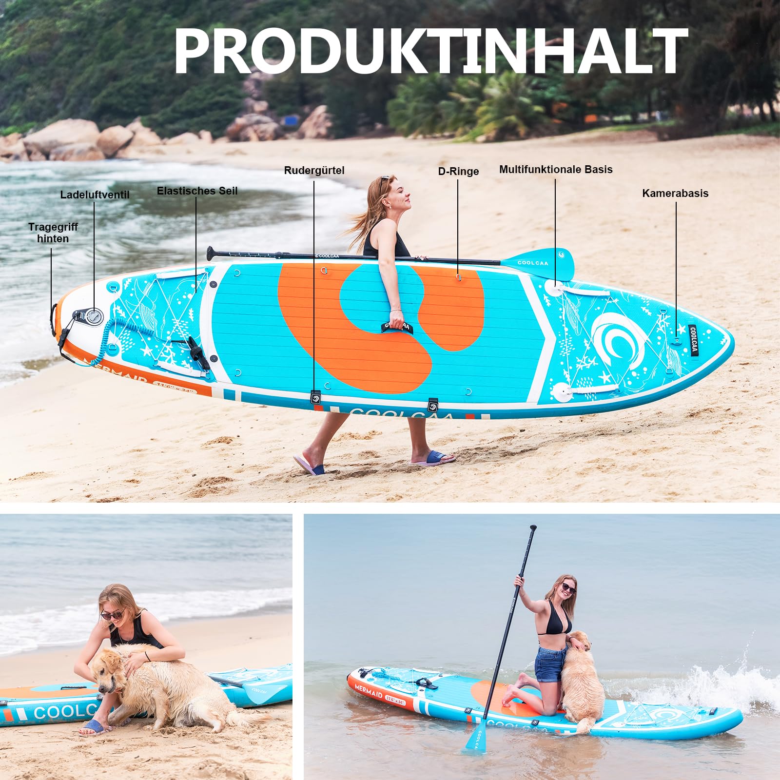 COOLCAA Paddle Gonflable Adulte,Stand Up Paddle Gonflable,Capacité de Charge Maximale de 210 KG avec Les Accessoires ISUP Premium pour Les Jeunes et Les Adultes