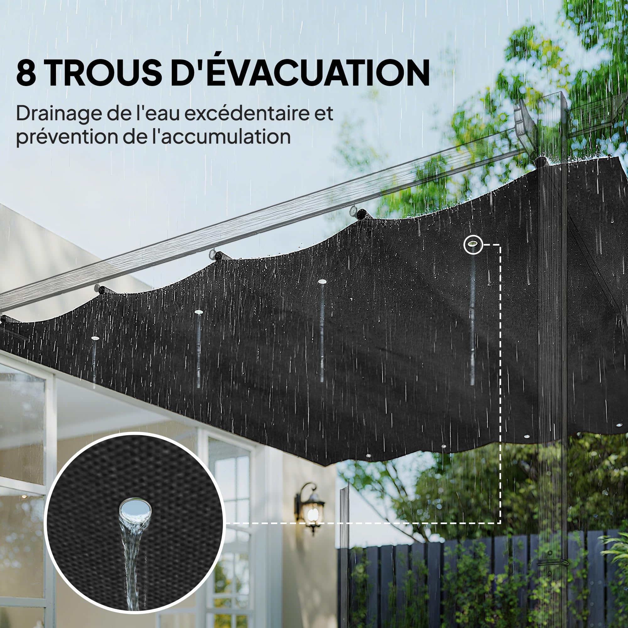 Outsunny Toile de Toit de Rechange pour pergola Toile de Remplacement Protection Solaire Anti-UV 30+ 286 x 245 cm, pour pergola de 3 x 2 m, auvent Uniquement Gris foncé
