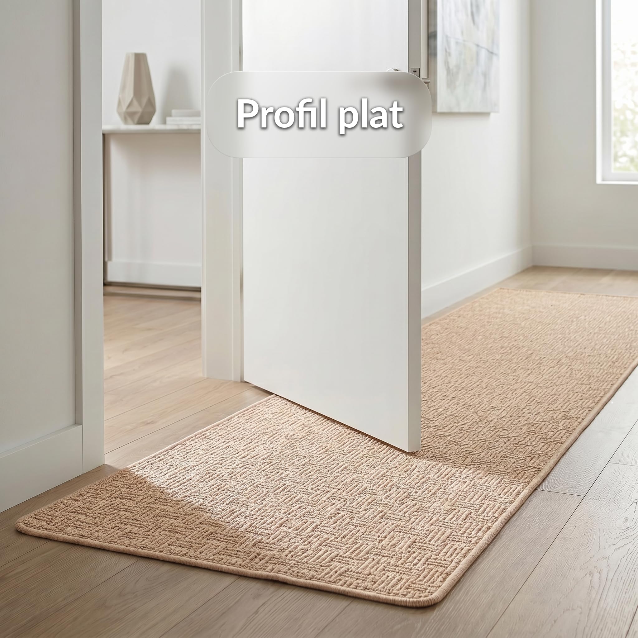 KARAT Tapis de Couloir Beige, 80 x 150 cm, Monaco - Bouclé Antidérapant et Antistatique - Tapis Long pour Cuisine, Entrée, Couloir et Pièce de Vie