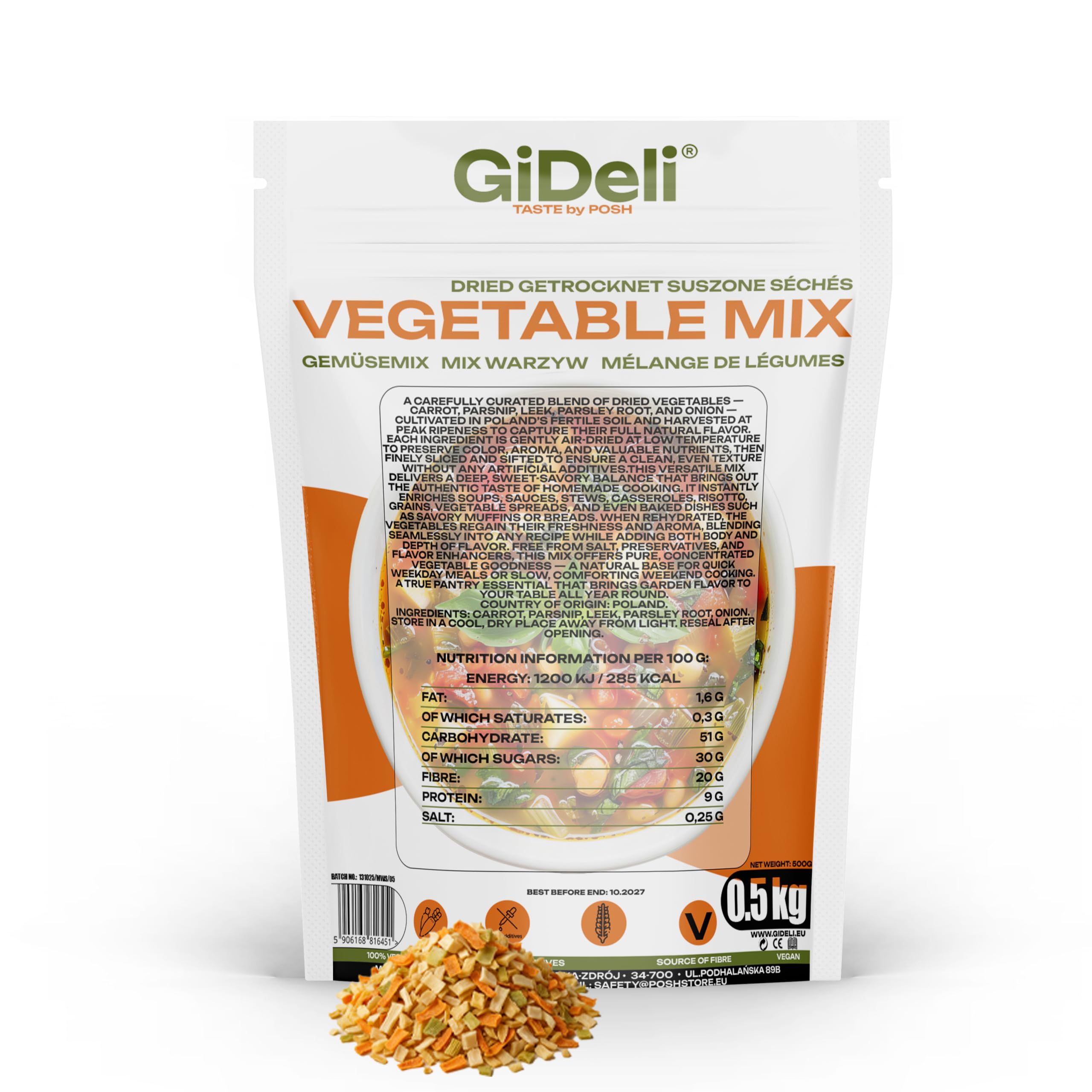 GiDeli Suppengewürz 500g – Suppengrün, Gemüsebrühe ohne Salz