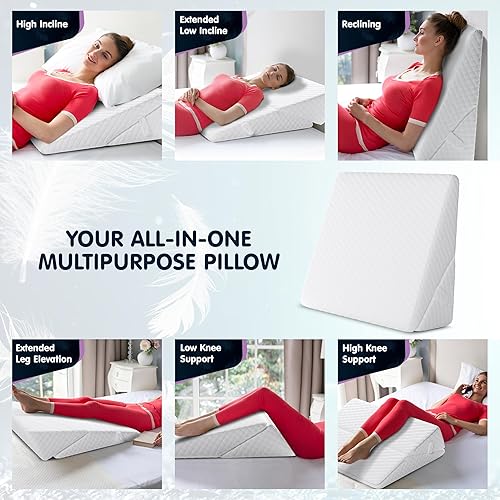 Miniatura 3 de Almohada de cuña para apnea del sueño, almohada de cuña de cama de altura ajustable de 7.5 pulgadas para cabecera, alivio de reflujo ácido,