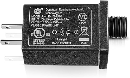 Adaptador inflable de repuesto para patio, adaptador de fuente de alimentación de 12 V CC 1.0 A clase 2, fuente de alimentación para decoraciones