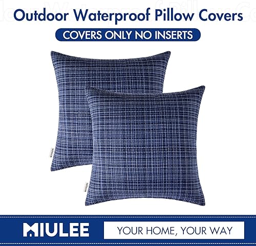 Miniatura 6 de MIULEE Fundas de cojín decorativas impermeables para exteriores, resistentes al agua, para tienda, patio, jardín, sofá, paquete de 2, 16 x 16