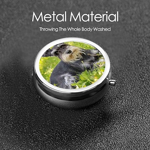 Miniatura 6 de Pastillero impreso Schnauzer en miniatura con 3 compartimentos, pastillero, organizador de píldoras, pastillero de viaje, bolsillo para vitaminas,