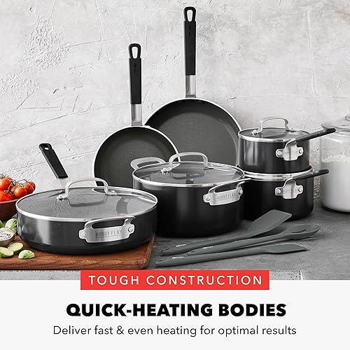 Miniatura 7 de GreenPan x Bobby Flay - Juego de ollas y sartenes de 13 piezas, aluminio de grado profesional, cerámica antiadherente sin PFAS y PFOA, apto para