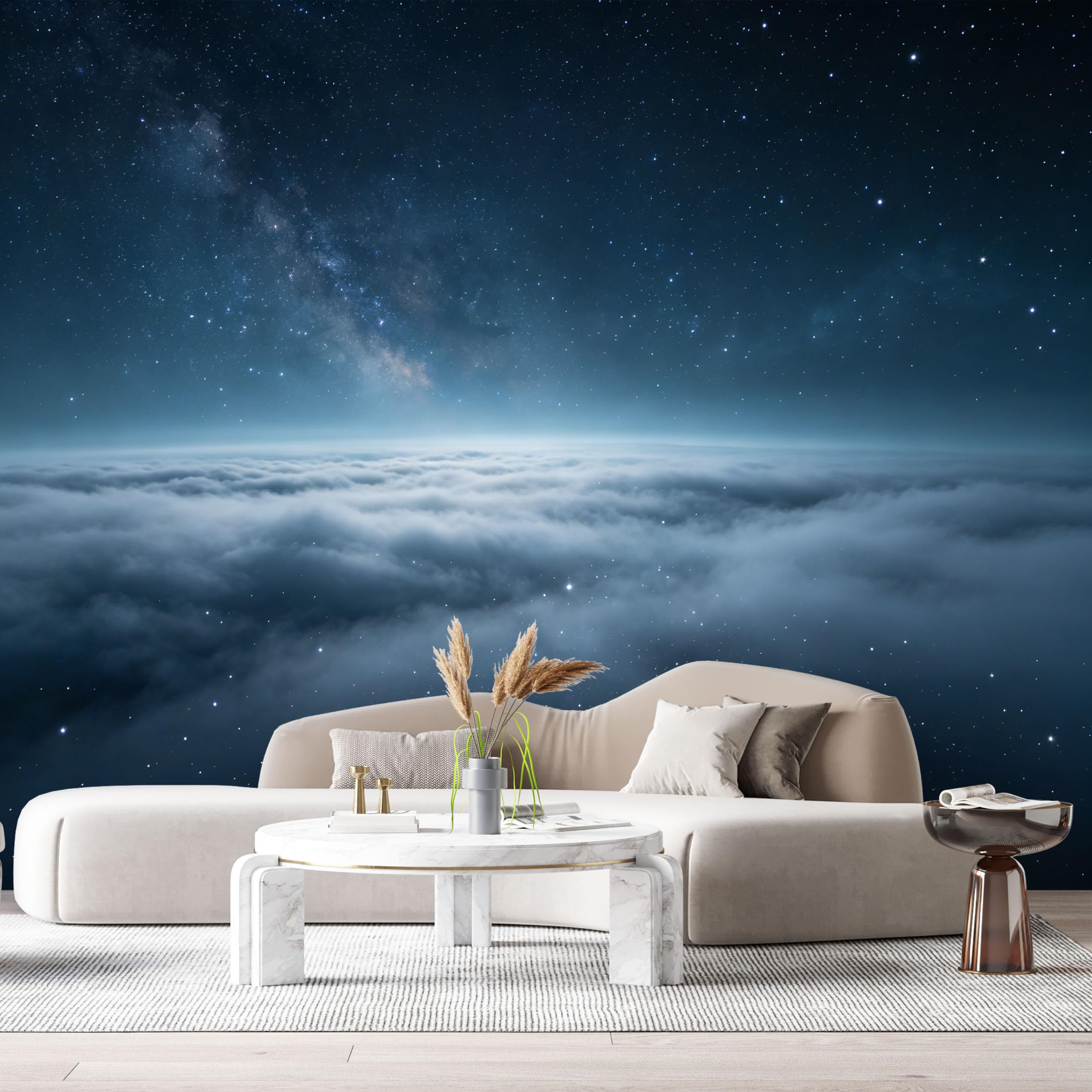 Custom Size Wall Murals Night Sky Landscape Milky Way Stars Above Clouds SelfAdhesiveWall Fabric Removable Wallpaper Wall Decor for Living Room Bedroom Bathroom