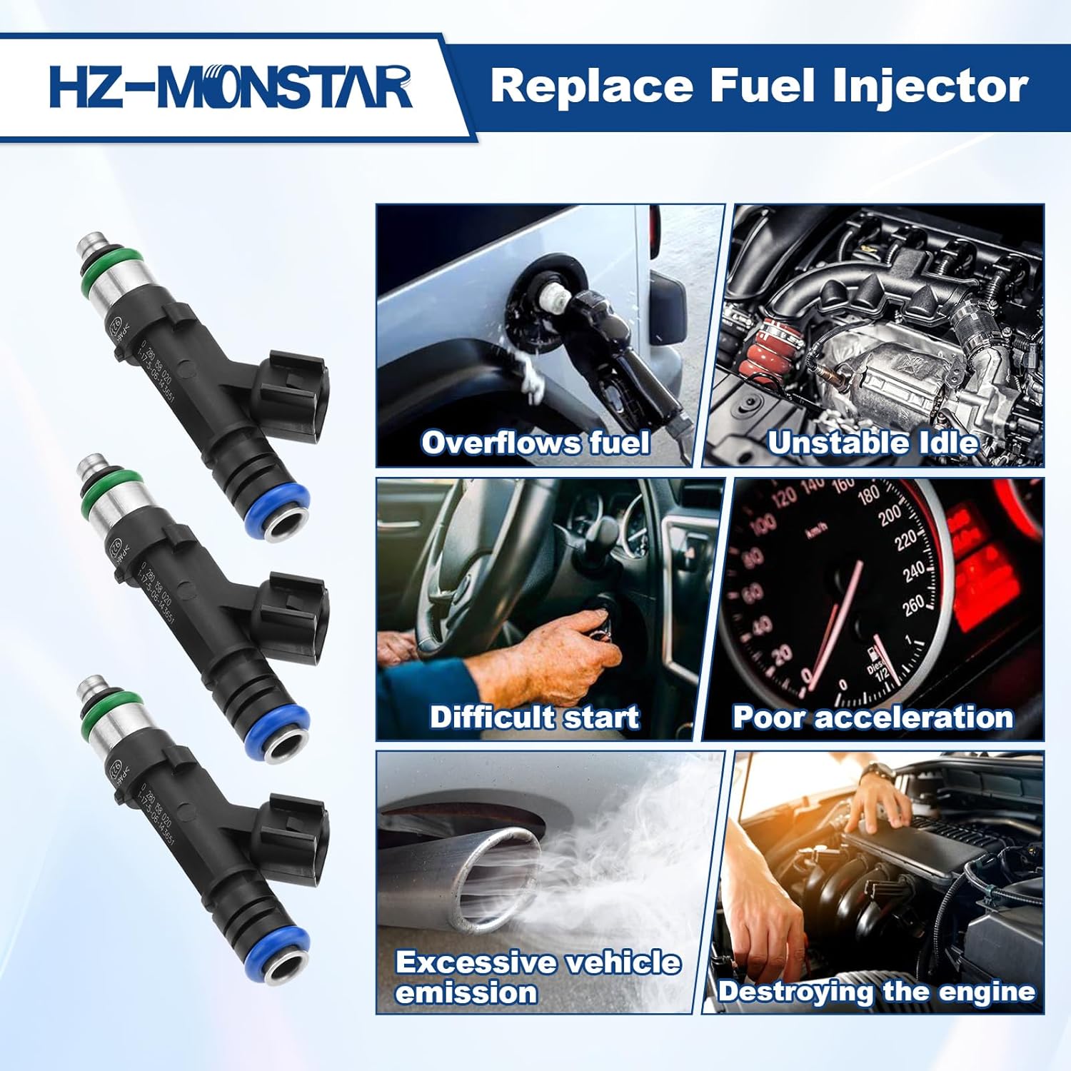 Fuel Injectors 0280158020 Compatible with 2006-2010 Jeep Commander Liberty 3.7L, 2004-2010 Dodge Dakota Nitro Ram 3.7L, 2006-2009 Mitsubishi Raider 3.7L Replace 812-12145, FJ474 (6Pcs)