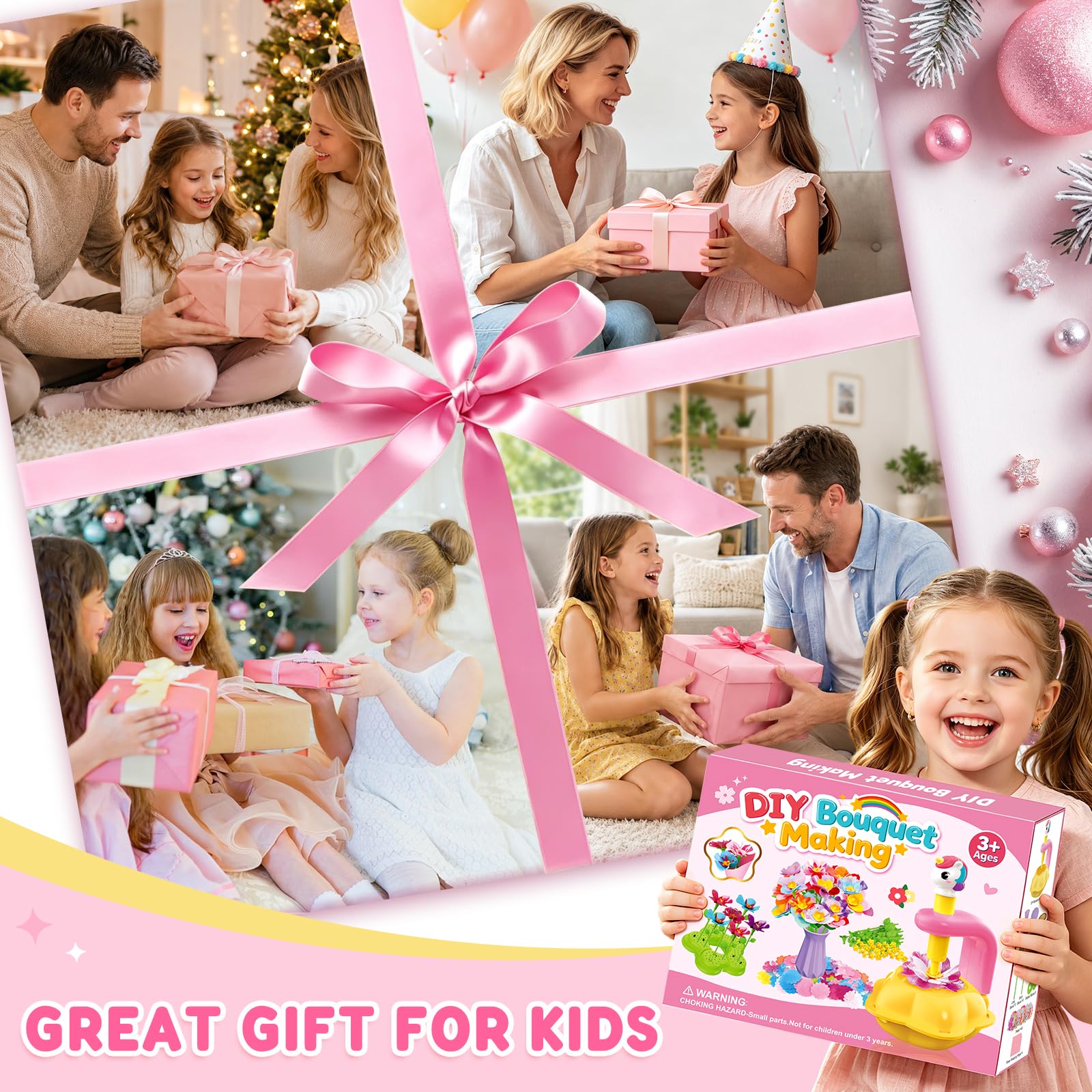 Blumen Basteln Kinder 3-12 Jahre, Bastelset Mädchen, Blumenpresse Kinder, Kreatives Geschenk, Blumenstrauß Spielzeug, DIY Blumen Bastelset Kinder ab 3 Jahre, Geschenk für Geburtstag Weihnachten