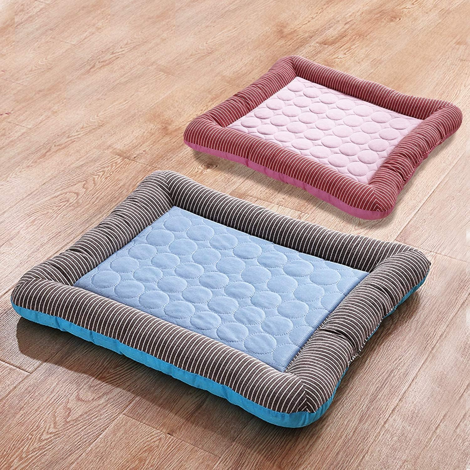 Cama para perros,Estera fría,Estera para perros, Almohadilla de refrigeración for perros, gatos, cachorros, gatitos, alfombrilla fresca, manta for mascotas, Material de seda helada, suave for rosa, az