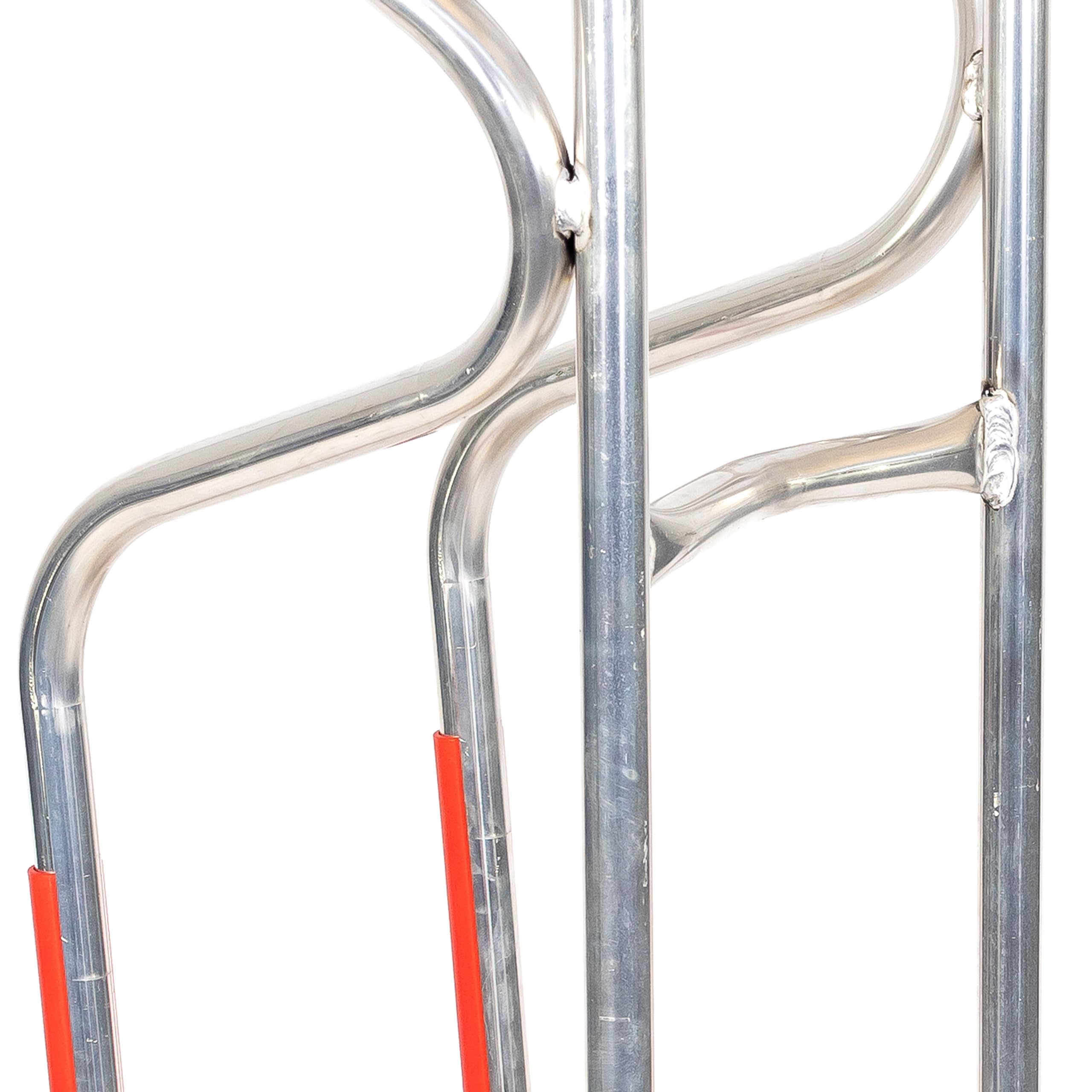 RLW - Carretilla profesional de aluminio apilable Alu200, 200 kg, pala de 280 x 280 mm, fabricada en la UE, no es importación asiática, ruedas a su elección (rueda neumática negra/llanta de metal rojo