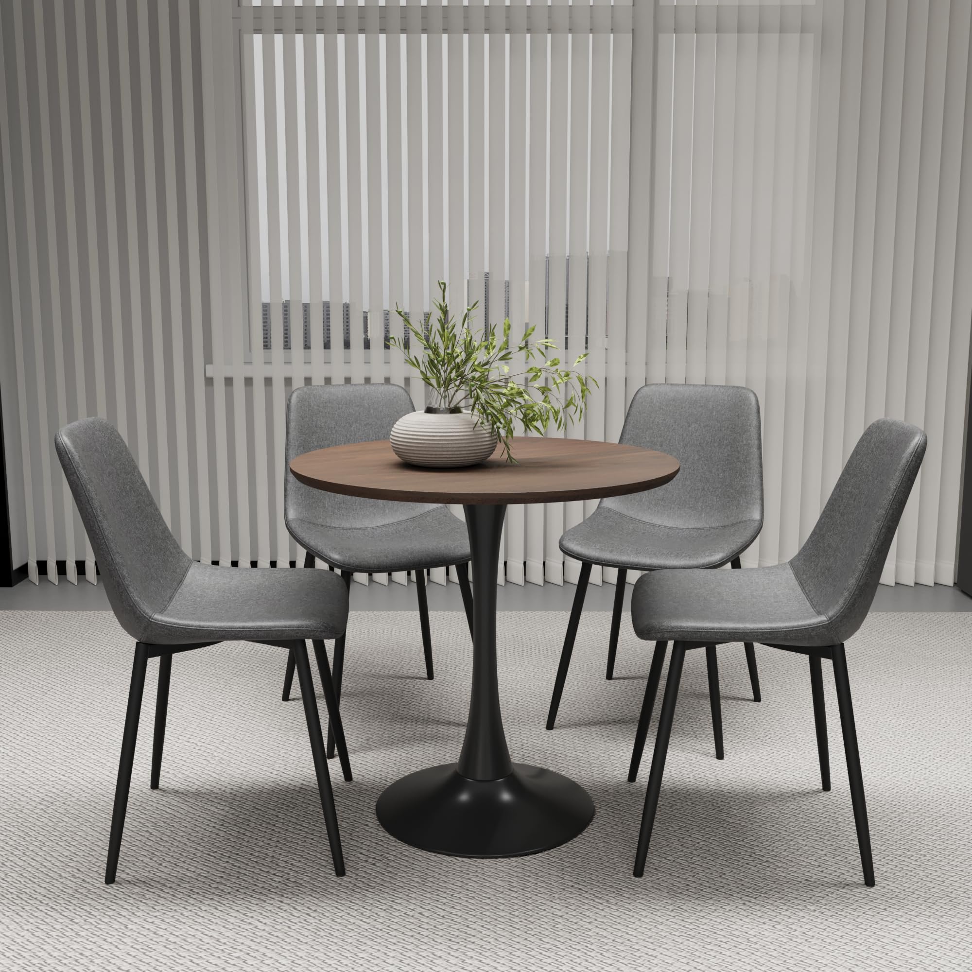 Round Dining Table Set, 31.5'' Modern Dining Table Set for 4, Mid Century Dining Room Round Table and Chairs Set, 5 Piece Kitchen Table and Chairs Set