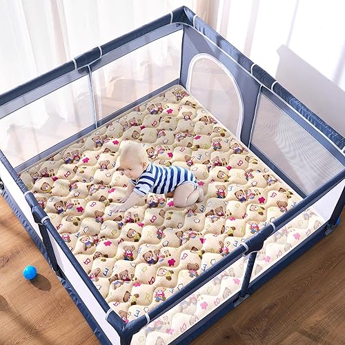 Miniatura 5 de Tapete de Juego de Espuma de Alta Densidad para Bebé, 59x59 Pulgadas Engrosado de Una Pieza Cómodo y Suave Tapete de Juego, Tapete de Piso