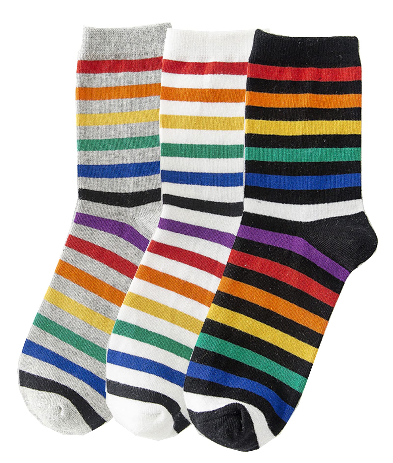 IHAUIUE Rainbow Crew Socks Colorful Stripes Pride Socks Novelty Quartz Socks for Women, Men
