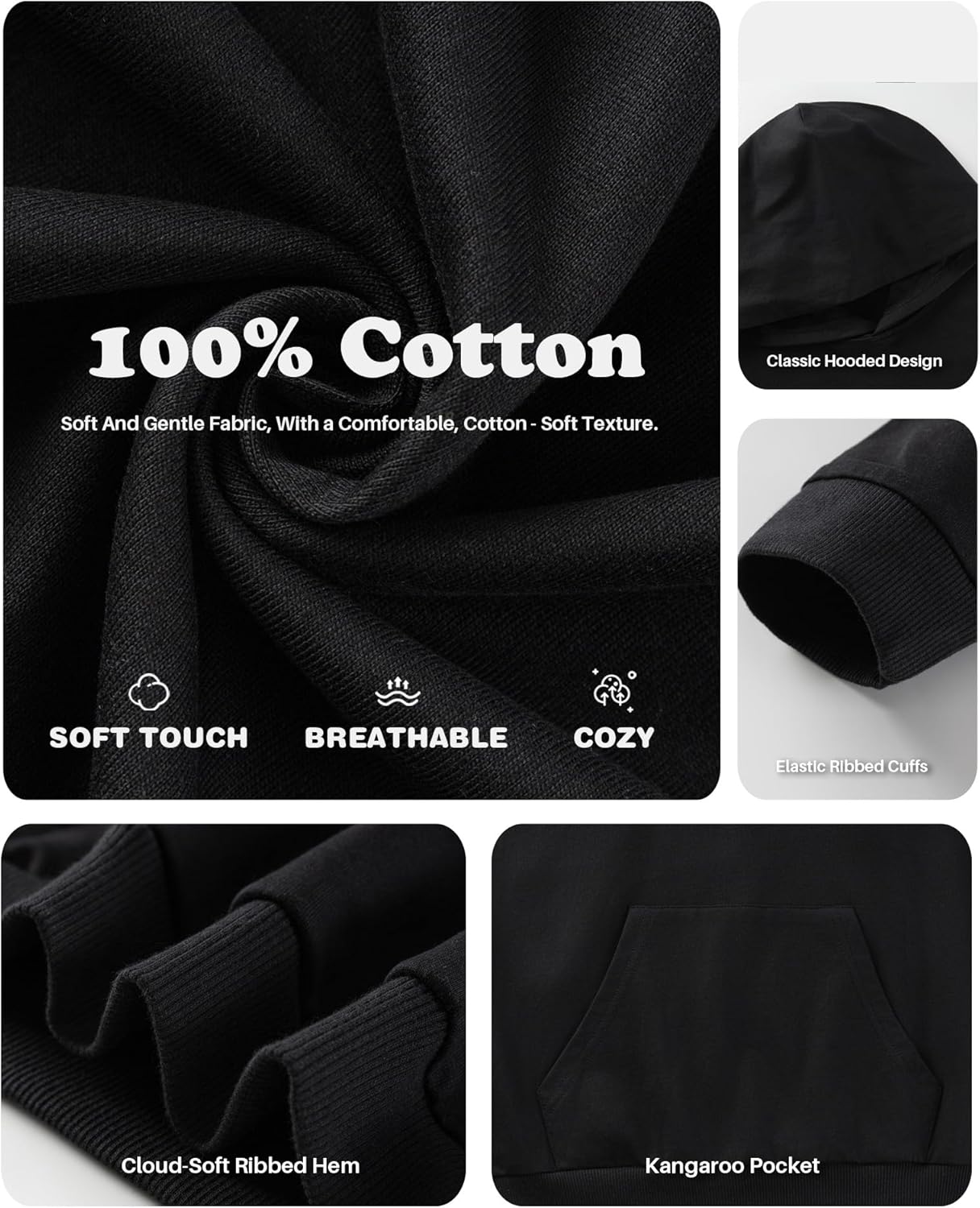 Kids 100% Cotton Hoodie for Boys & Girls - Soft, Durable Everyday Pullover Sweatshirt for 4–12 Years - Image 5