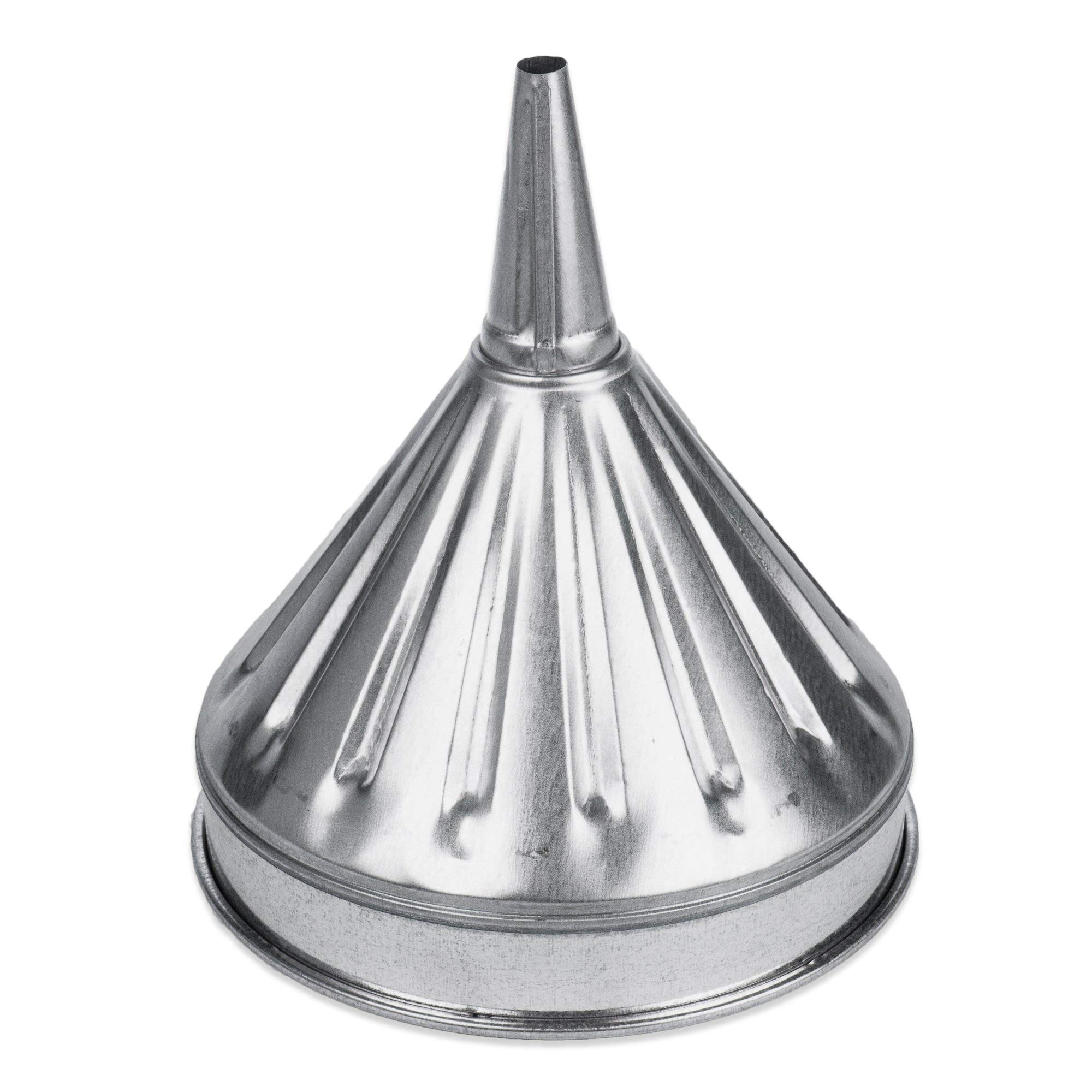 WirthCo 94475 Embudo King (3 cuartos de galón, embudo de boquilla central de 8 pulgadas con pantalla de colador de latón extraíble, galvanizado, resistente)