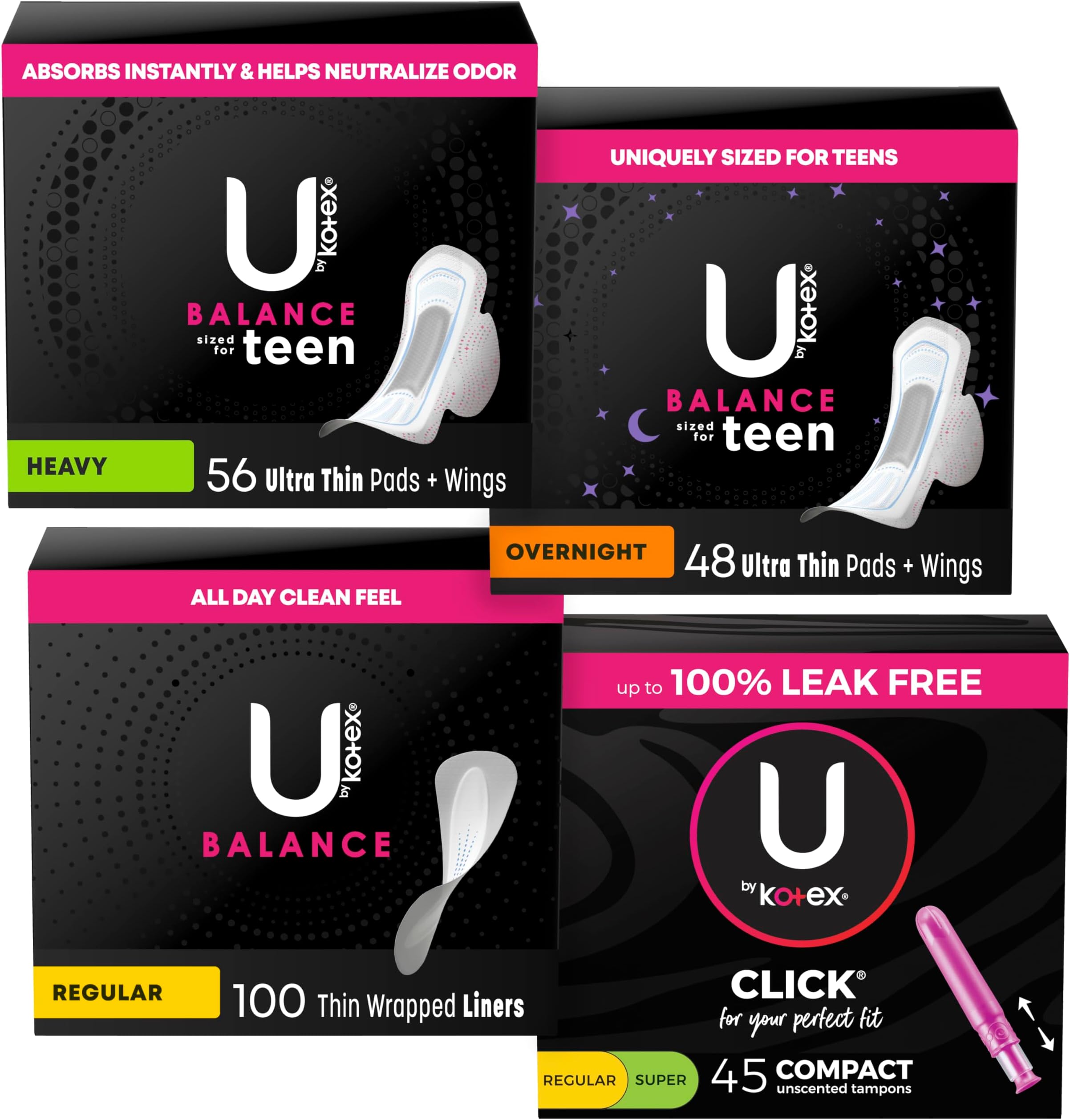 U by Kotex My First Period Bundle Balance Sized for Teen