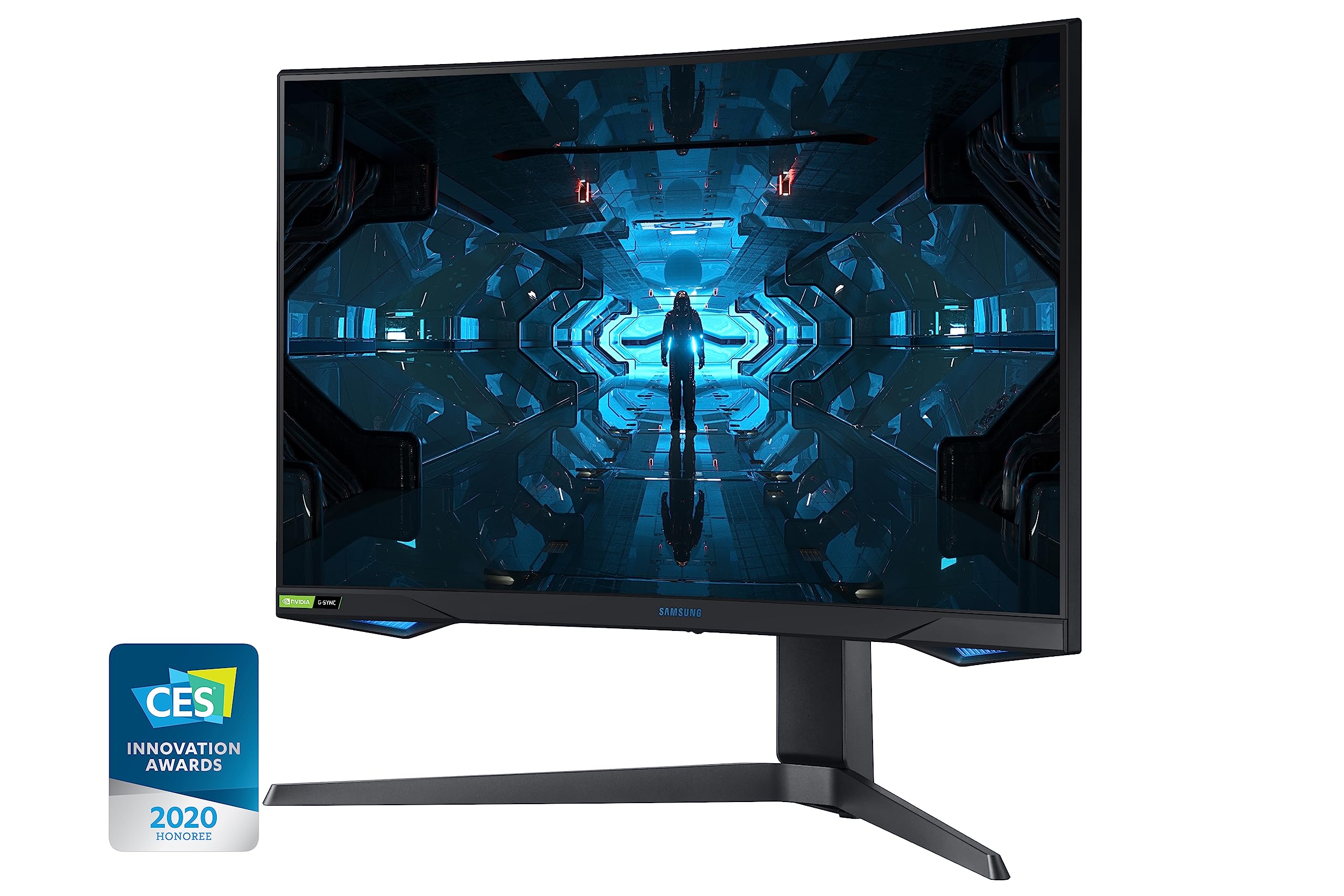 Samsung Monitor Gaming Odyssey G7 (C27G75), Curvo (1000R), 27", 2560x1440 (WQHD 2K), HDR 600, VA, 240 Hz, 1 ms, FreeSync Pro, G-Sync, HDMI, 2 USB 3, 2 Display Port, Ingresso Audio, HAS, Pivot