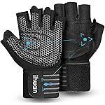 ihuan Ventilated Weight Lifting Gym Workout Gloves with Wrist Wrap Support for Men & Women, Full Palm Protection, for Weightlifting, Training, Fitness, Hanging, Pull ups