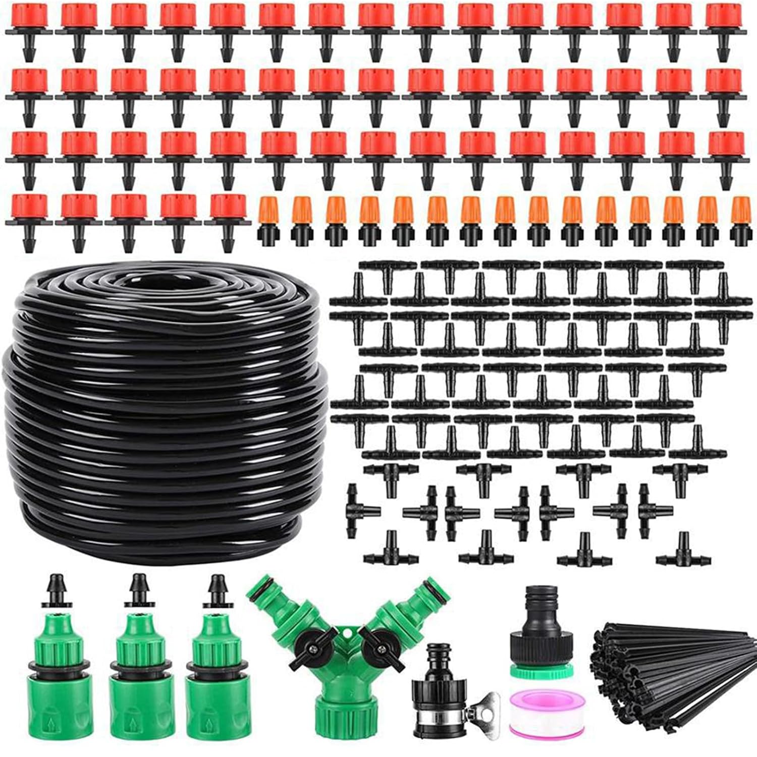 50M Drip Irrigation Automatic Plant Watering Set With Adjustable Dripper Hose Outdoor Garden Misting Tool Flexible Garden Hose Connector