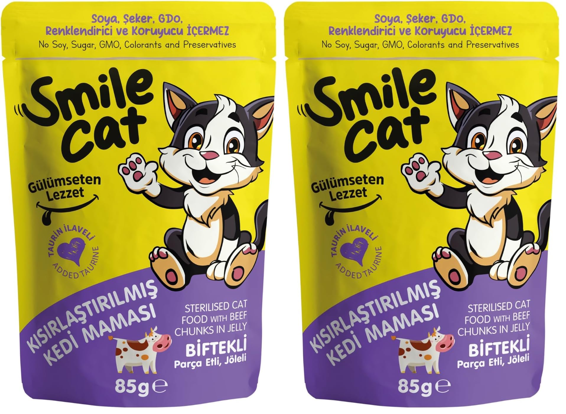 Smile Cat Pouch 85 gr Kısır Kedi Biftekli (2 paketi)