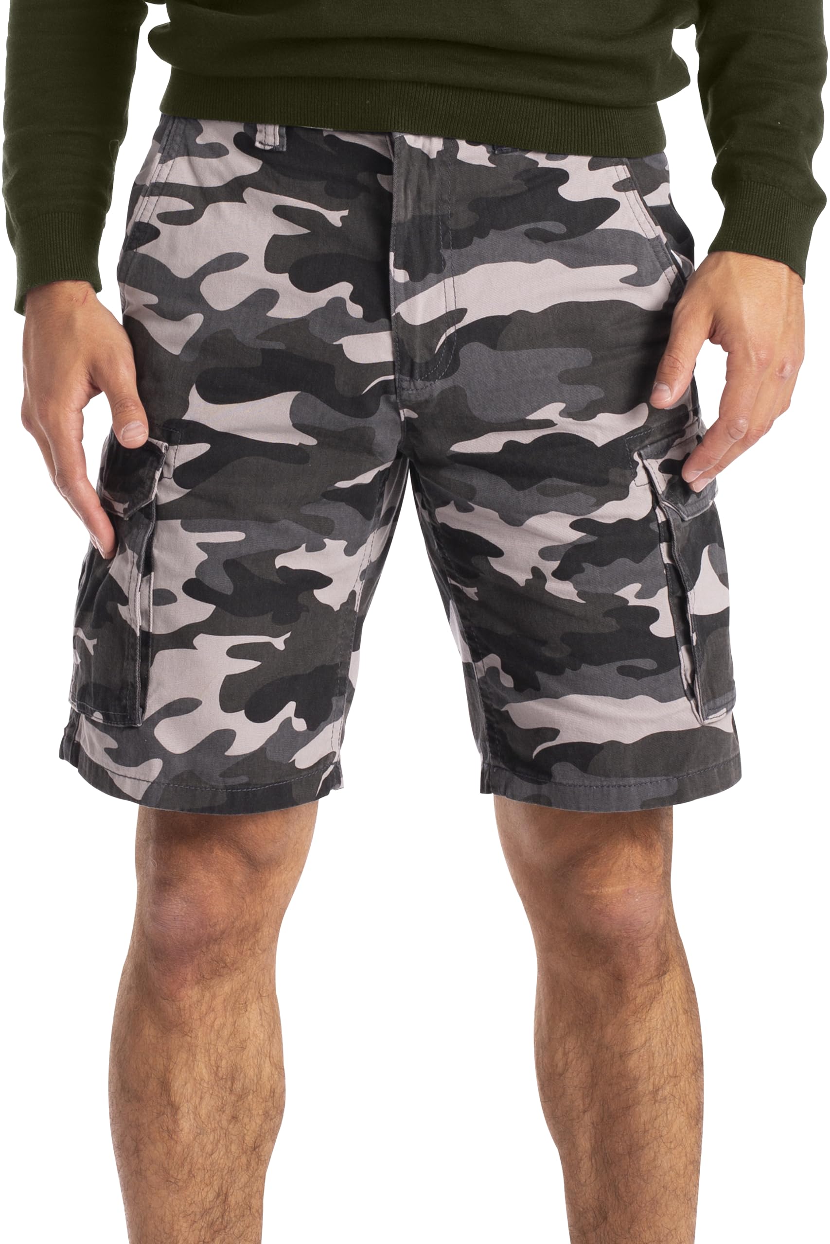 Westace Men's Grey Camo Army Casual Work Cargo Combat Camouflage Shorts Cotton Chino Half Pant Camo (, 42)