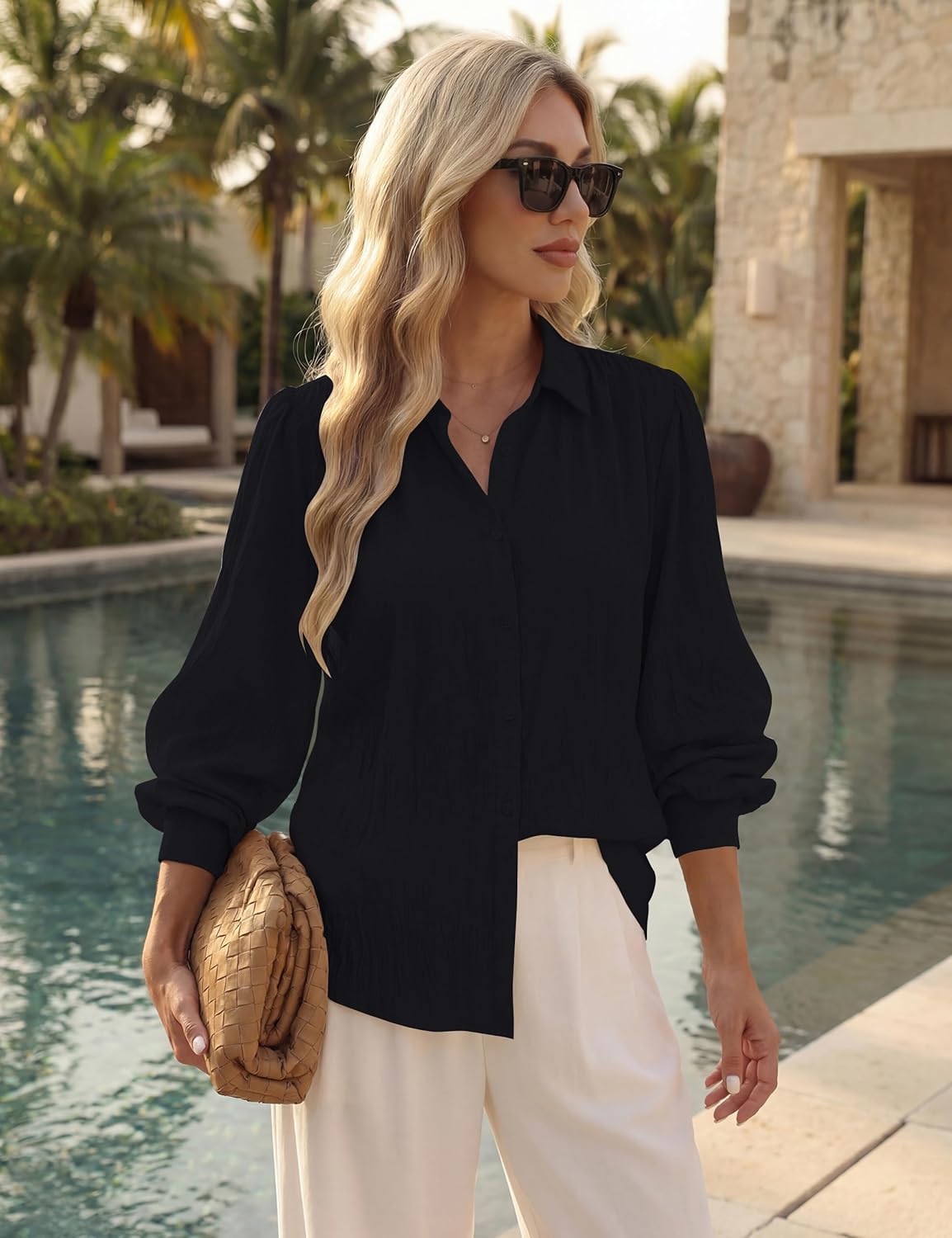 Blooming Jelly Womens Loose Fit Tops Linen Button Down Shirts Collared Cotton Long Sleeve Blouses 2026 - Image 2