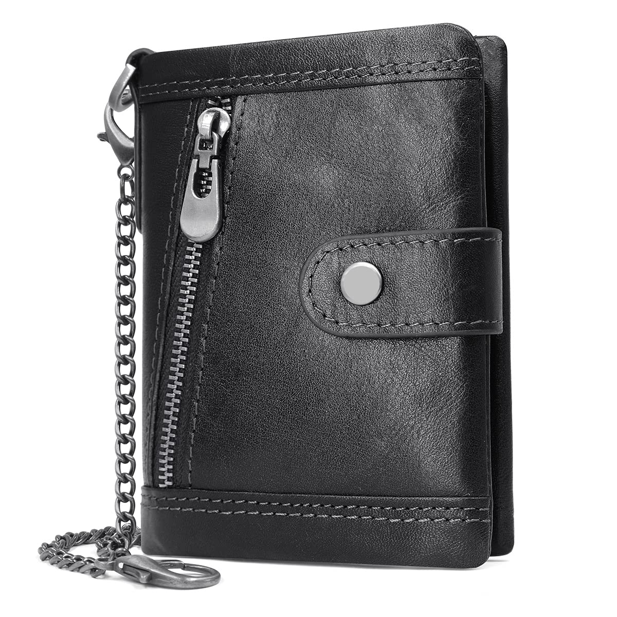 Portefeuille homme en cuir avec chaîne et blocage RFID