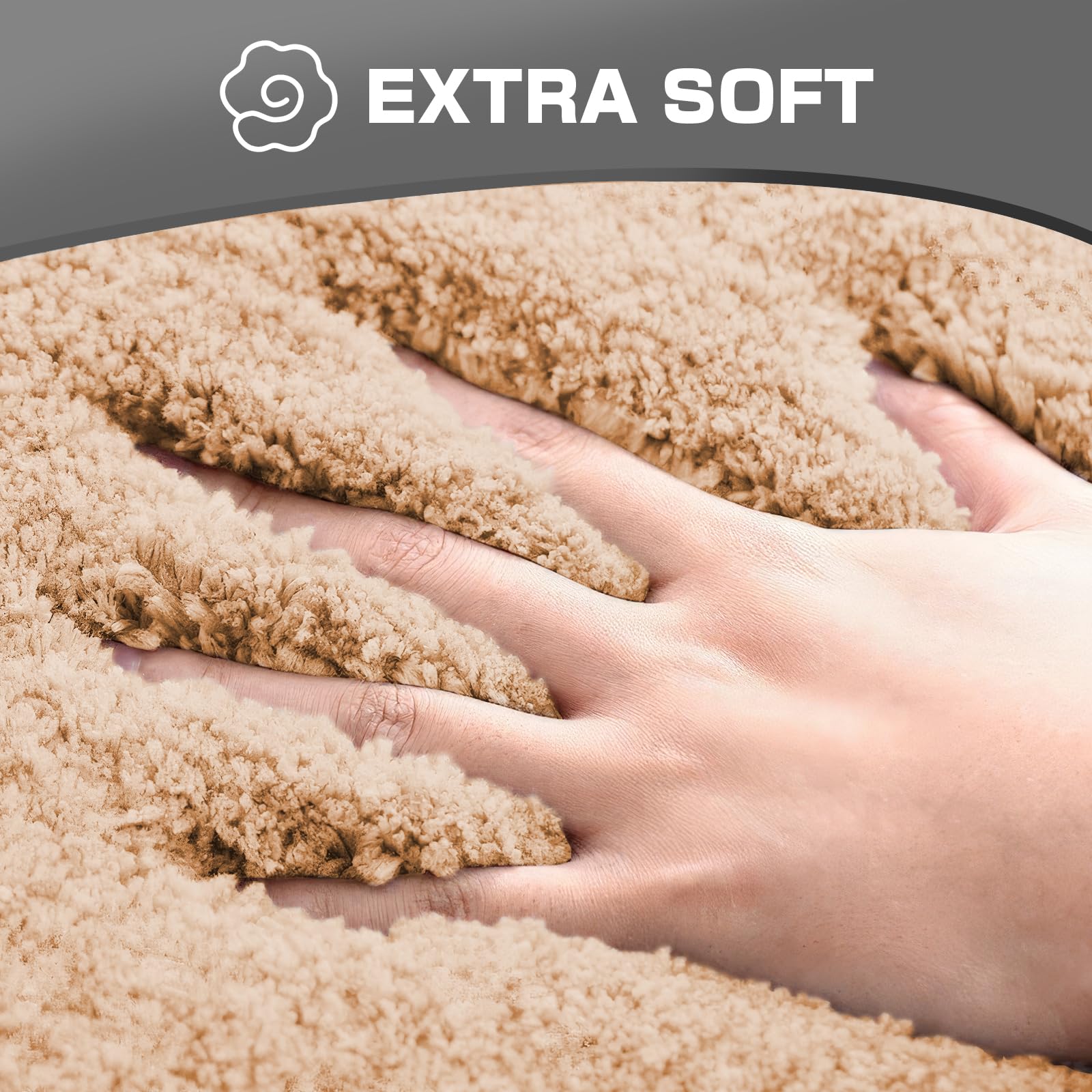 wyewye Microfibre Bath Mats, 2cm Super Thick Bath Rugs, Super Absorbent Bathroom Rugs 50x80cm and 40x60cm, Camel - Image 3