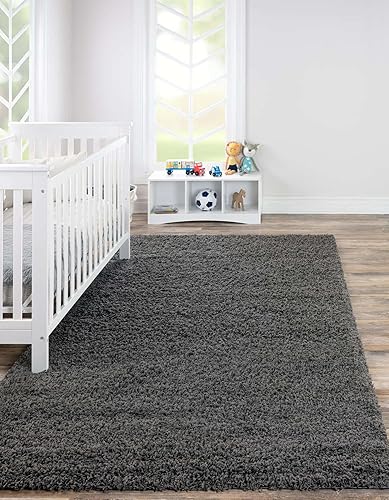 Miniatura 8 de Solid Shag Collection - Alfombra rectangular (10 x 13 pies, color gris grafito)