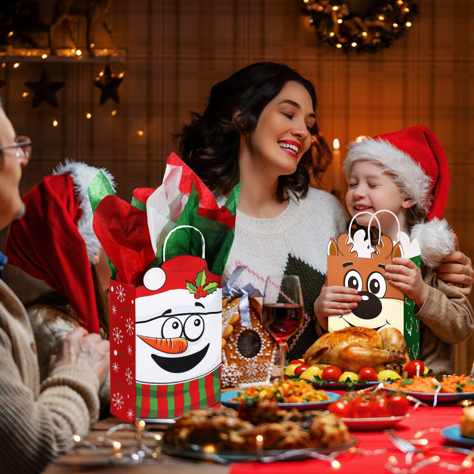 Sacs Cadeaux De Noël Estampage à L'or Sacs En Papier Fourre-tout Pour Cadeaux Ve