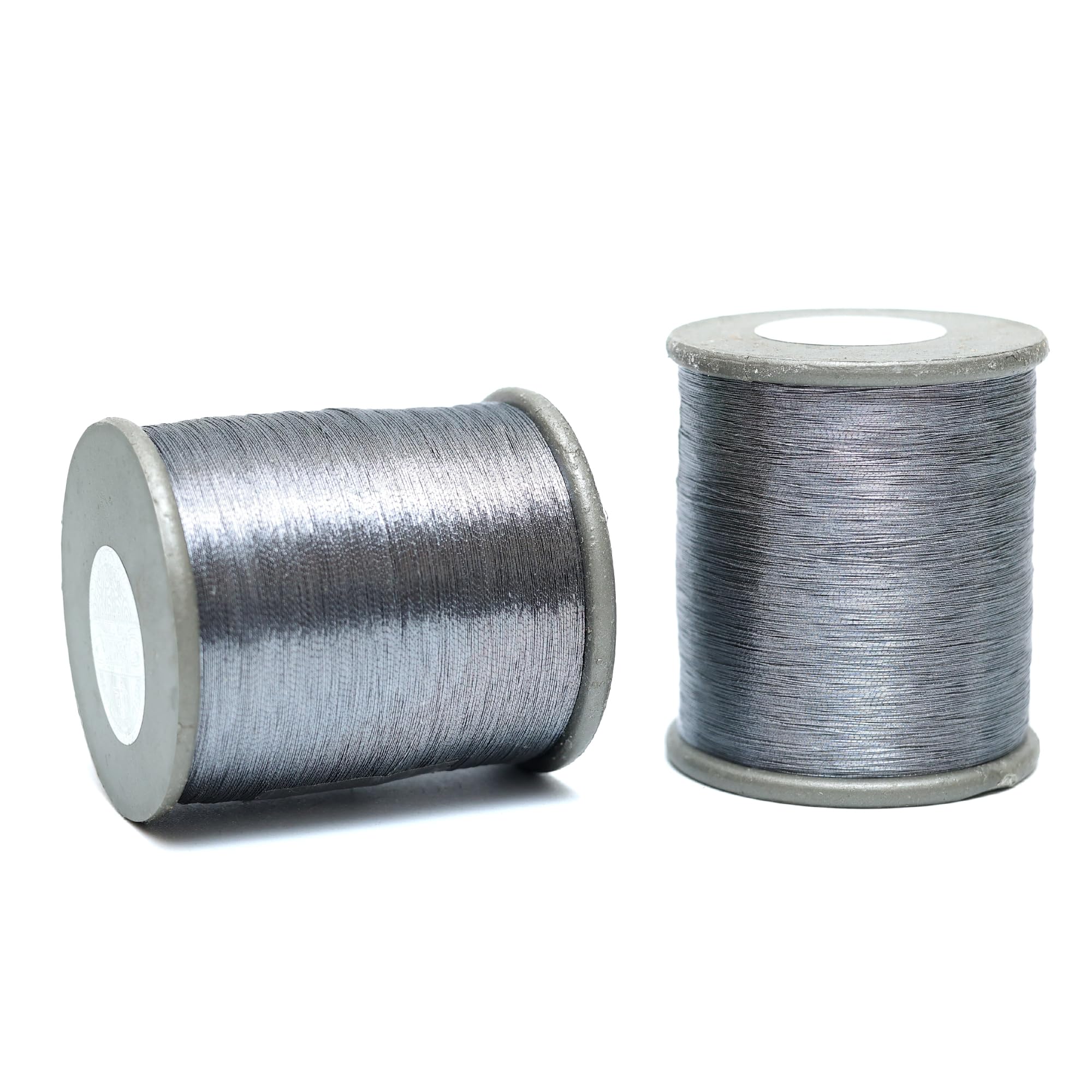 Embroiderymaterial Metallic Zari Thread for Embroidery, Sewing and Jewelry Making, Grey Color, 0.1MM(Pack of 2 Roll)