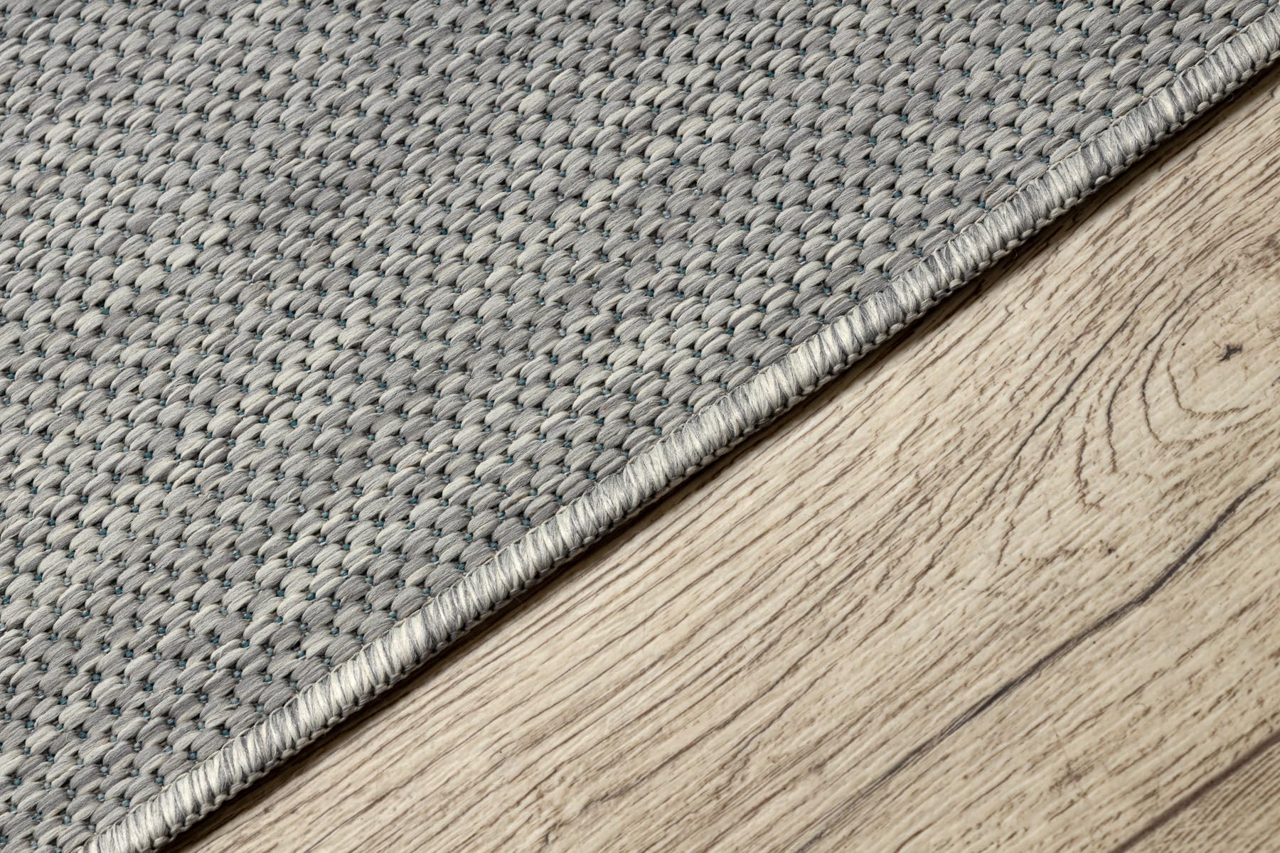 rugsx Teppichläufer SION Sisal Optik, flachgewebter Läufer, strapazierfähig & pflegeleicht, Indoor Outdoor, Küche Flur Balkon Terrasse, grau 80x400 cm