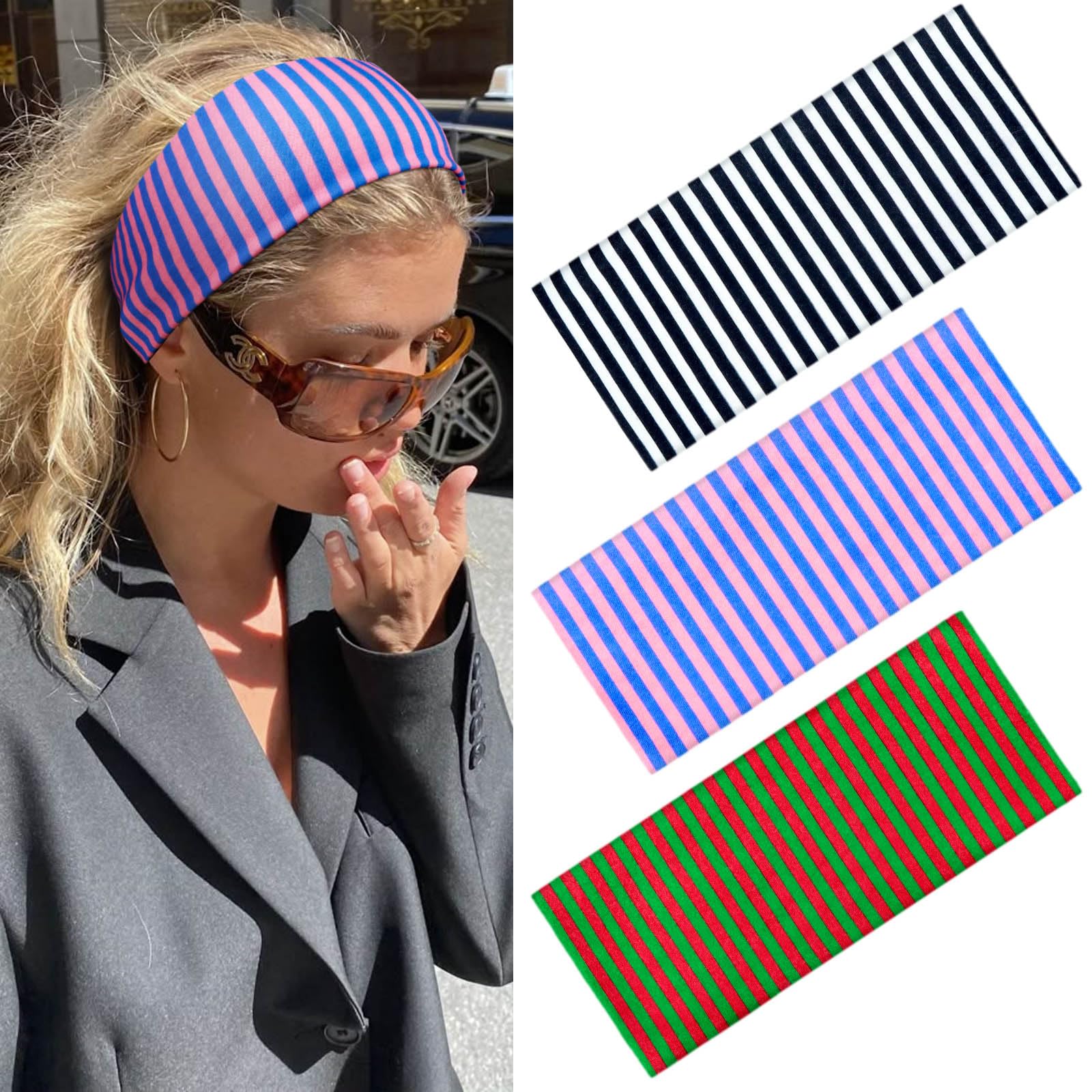 Set - 4 Stuks - Dames Haarbanden Grote Bloemen - Zwart - Blauw - Roze - Groen | Mylinsé