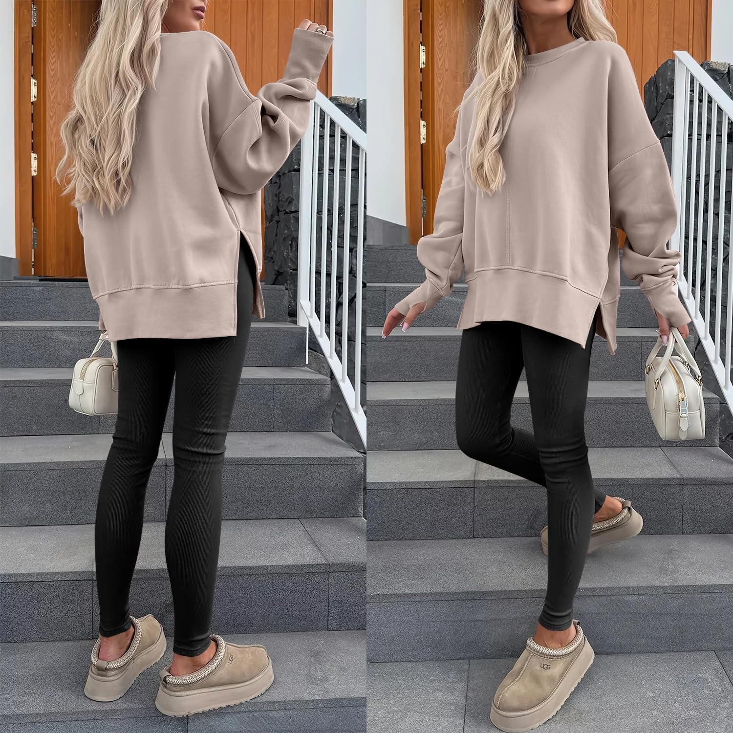 ANRABESS Women Oversized Sweatshirts Thumbhole Long Sleeve Hoodies Shirts 2025 Fall Side Slit Pullover Top Teen Y2k Outfits - Image 6