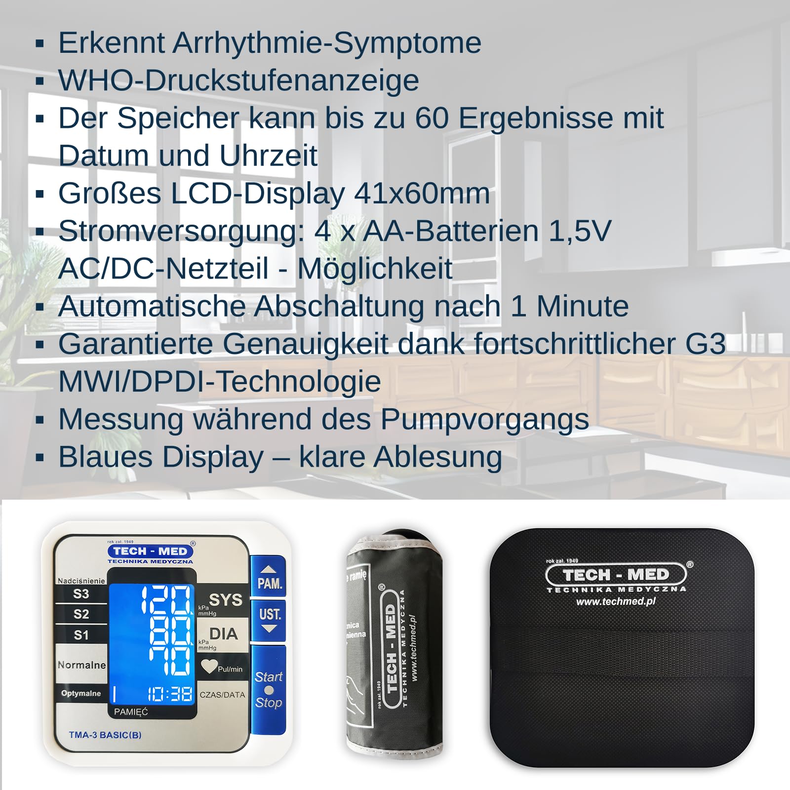 TECH MED TMA-3Basic Tensiomètre Électronique au Bras Épaule électronique de la pression artérielle