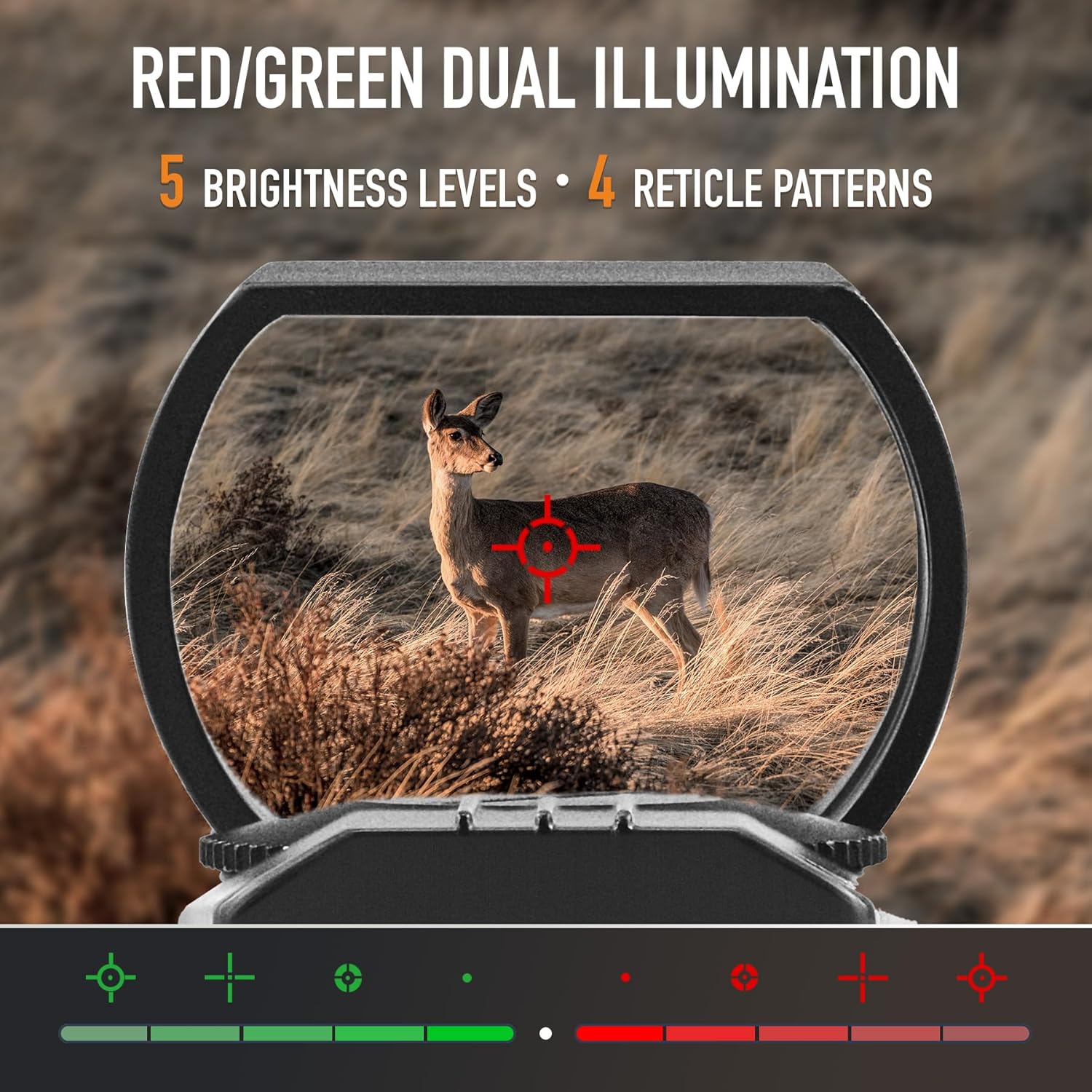 PINTY Reflex Sight Red Dot Sight with Red/Green Dot & Multiple Reticles, for Picatinny Rail, Pistol, Rifle (Optional Laser Combo)