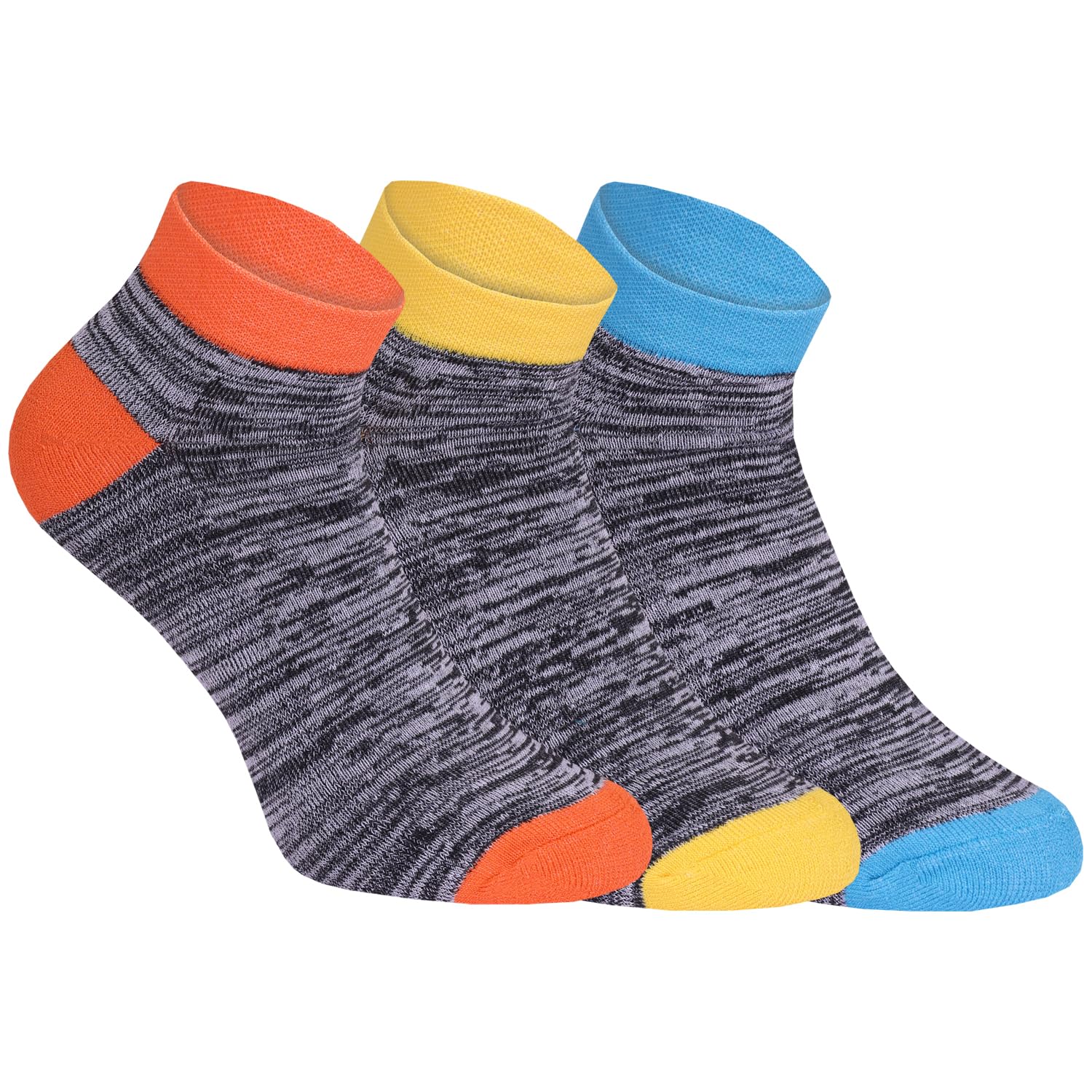 USOXO Men's Plain Ankle Length Socks I 100% Combed Cotton I Odour-Free & Breathable and Lightweight I Free Size Comfortable Sock I Ideal for Sports Gym Casual Wear & Running I Multicolor - Pack Of 3