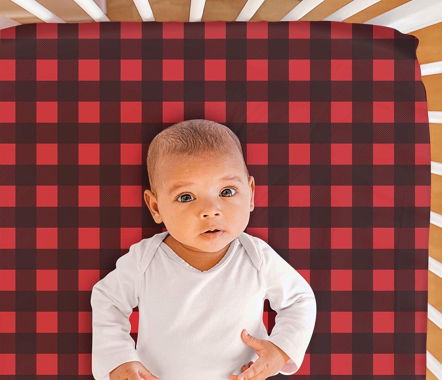 The Peanutshell Buffalo Plaid 7 Piece Crib Bedding Set - Crib Comforter, Crib Skirt, 3 Fitted Crib Sheets, 2 Change Pad Covers : Baby