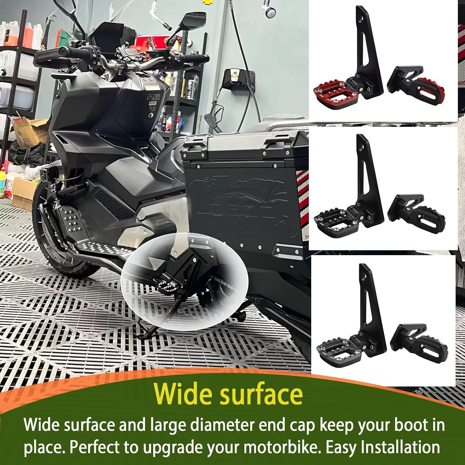 Motorcycle Footrest Pedals for Hon&da XADV 750 XADV 750 X ADV 750 XADV 750 2021 2022 2023 2024 Motorcycle Accessories Folding Rear Foot Pegs Footrest Pedal Passenger (Black)
