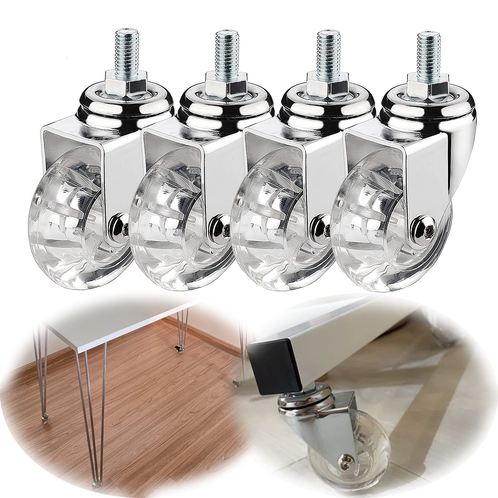 GYRAZXS 50mm Heavy Duty Swivel Castors with Brake 200kg Load Capacity 4 Pack Perfect for Shopping Carts Furniture Replacement and Transport M8 Threaded Design