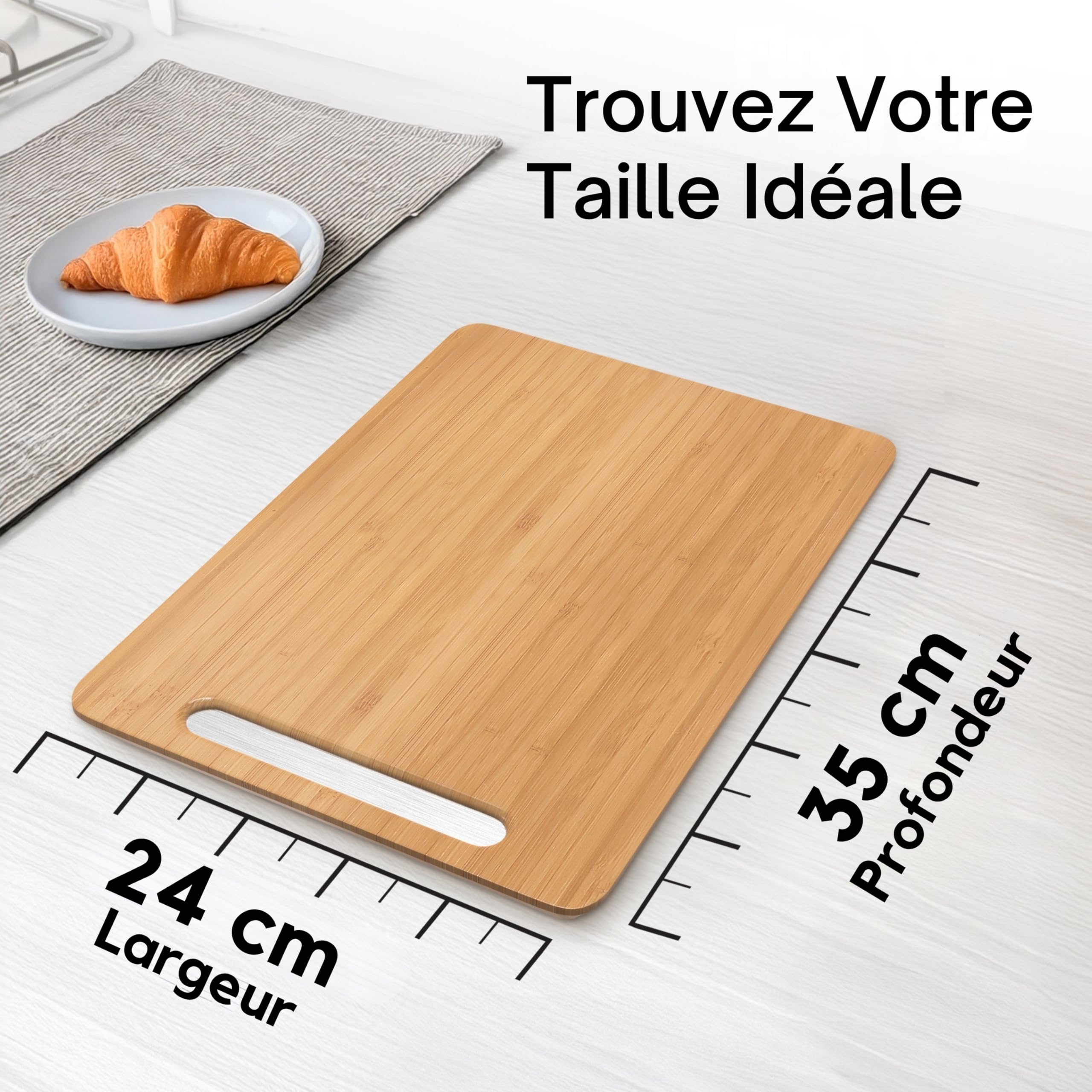 Ibyx Plateau Coulissant en Bambou, Moyen Format Long, Naturel