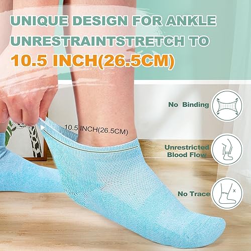 Miniatura 7 de Bulinlulu Calcetines para diabéticos para mujeres y hombres, 6 pares de calcetines de bambú no vinculantes para diabéticos de corte bajo, talla 6-9