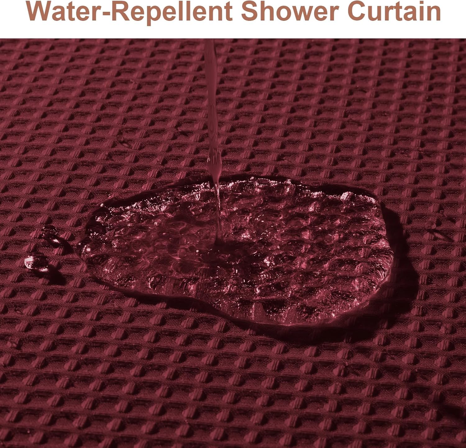 FY&XZH Waffle Shower Curtain Set with Waterproof Fabric Liner and 12 Stainless Steel Hooks Double Sided for Bathroom, 3 in 1 Heavy Duty Polyester Shower Curtain, Machine Washable, 72"x 78"(Wine)