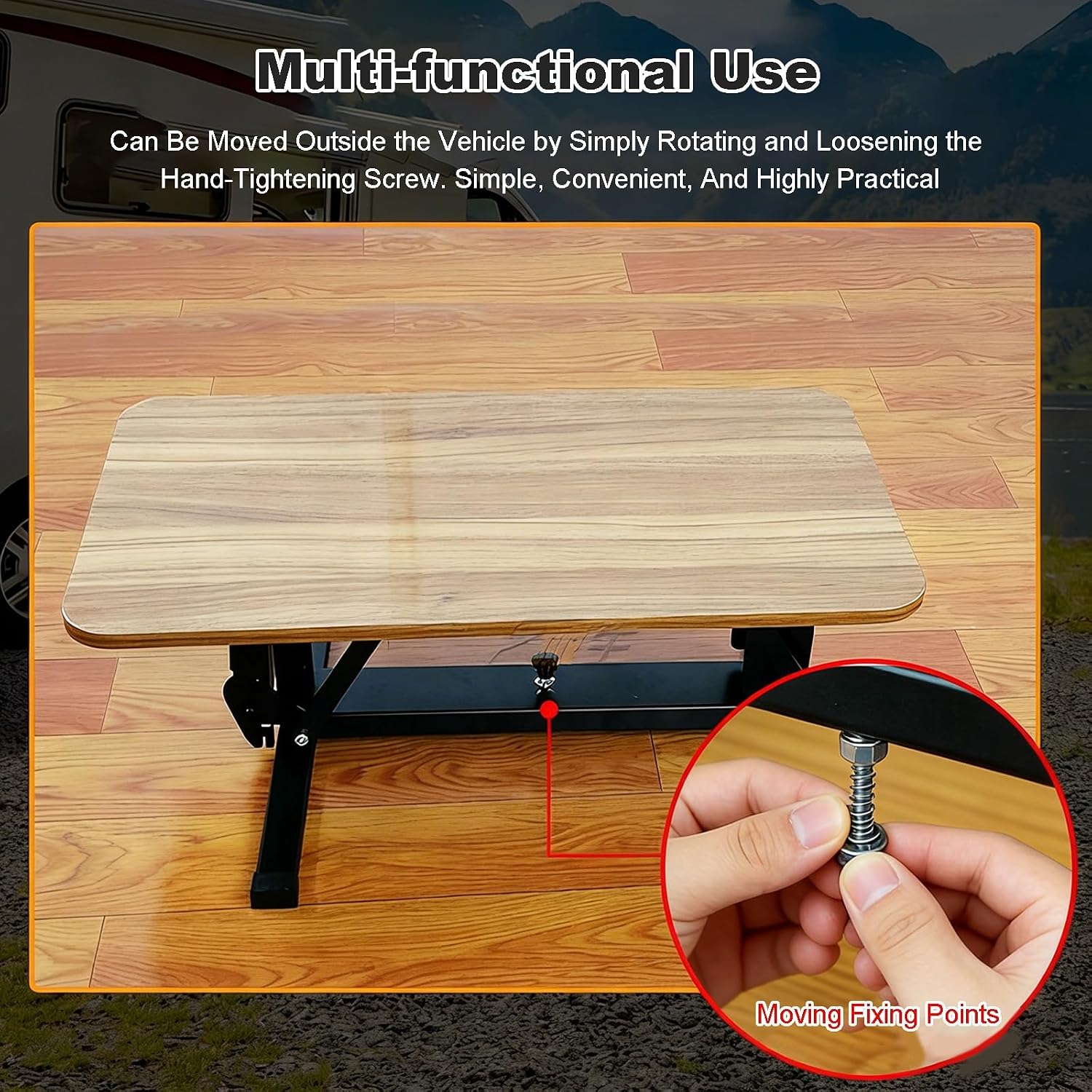 RV Dinette Table Base, Metal Folding Table Frame Adjustable Height, 550LBS Support for RV Camper Yacht Camping Patio
